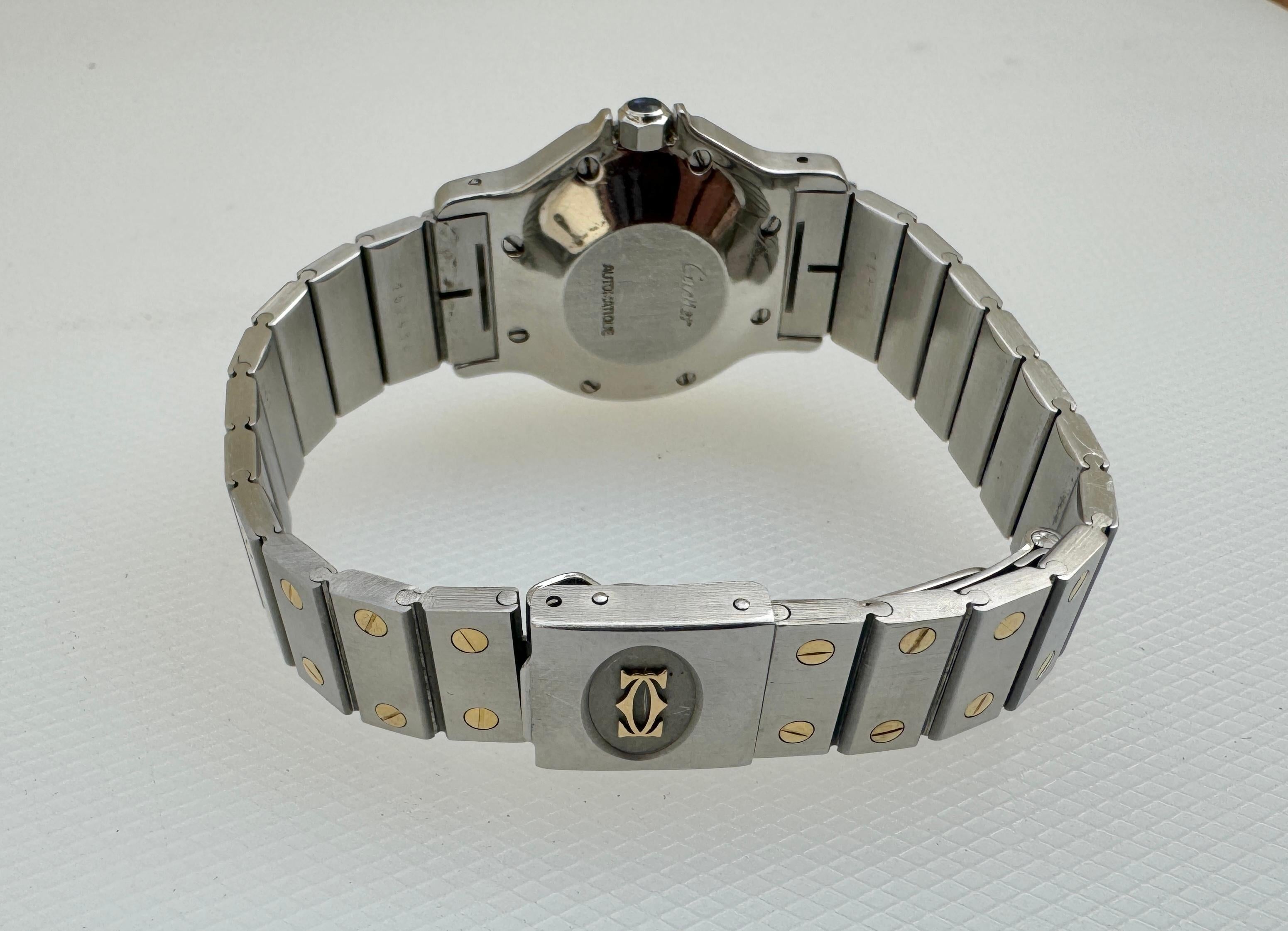 Cartier Santos Achteckige 29662 Gold-/Steel-Uhr Santos mit Schachtel Herren