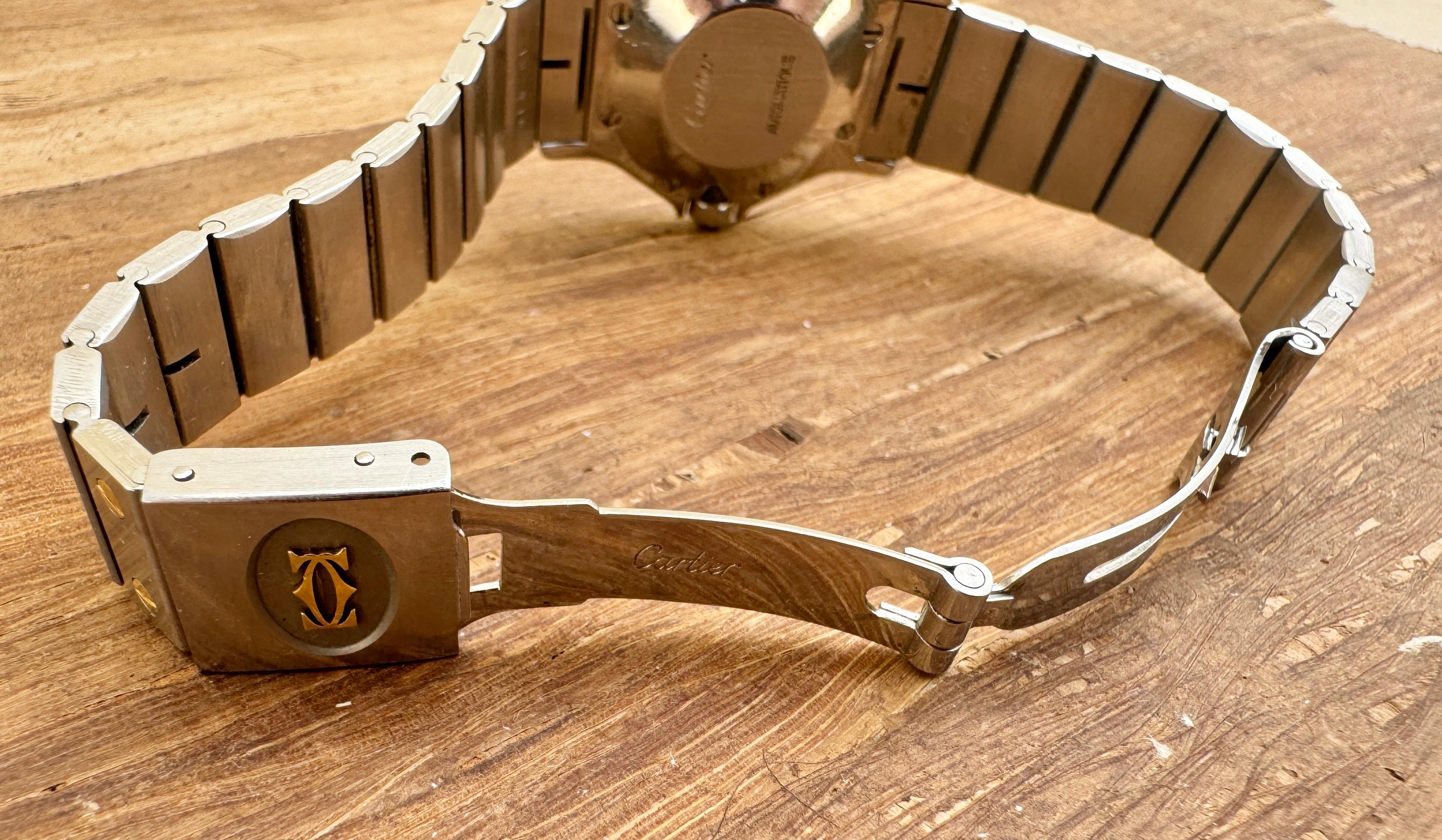 Cartier Santos Achteckige 29662 Gold-/Steel-Uhr Santos mit Schachtel 1