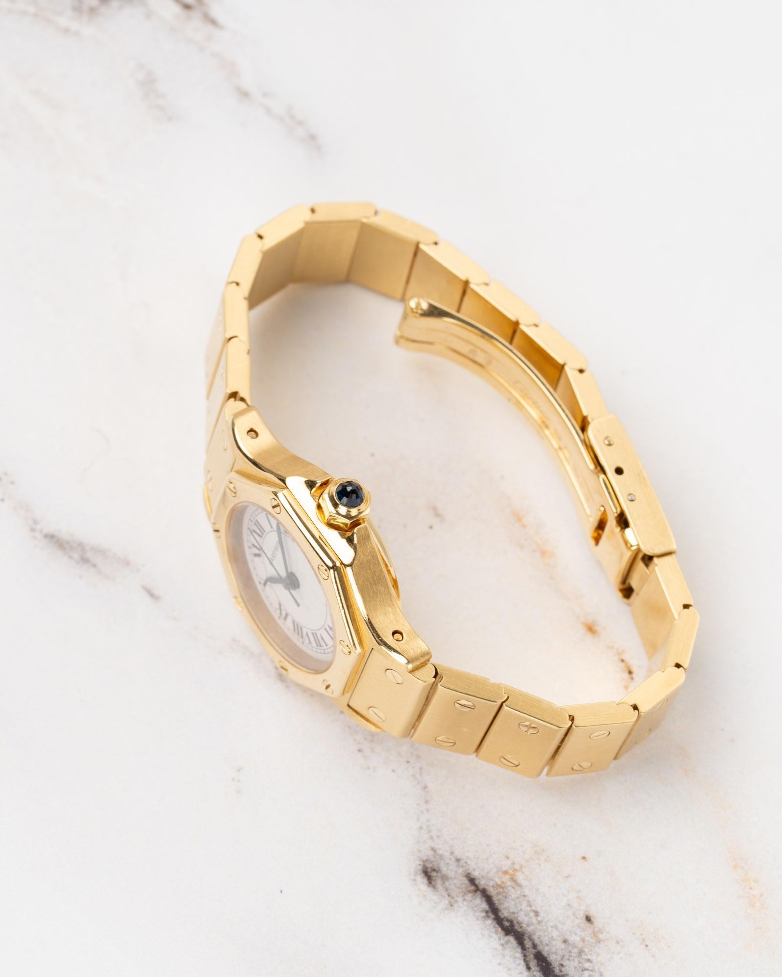 Cartier Santos Oktagon 2969/0906 SM 18k YG 1980er Jahre im Angebot 8