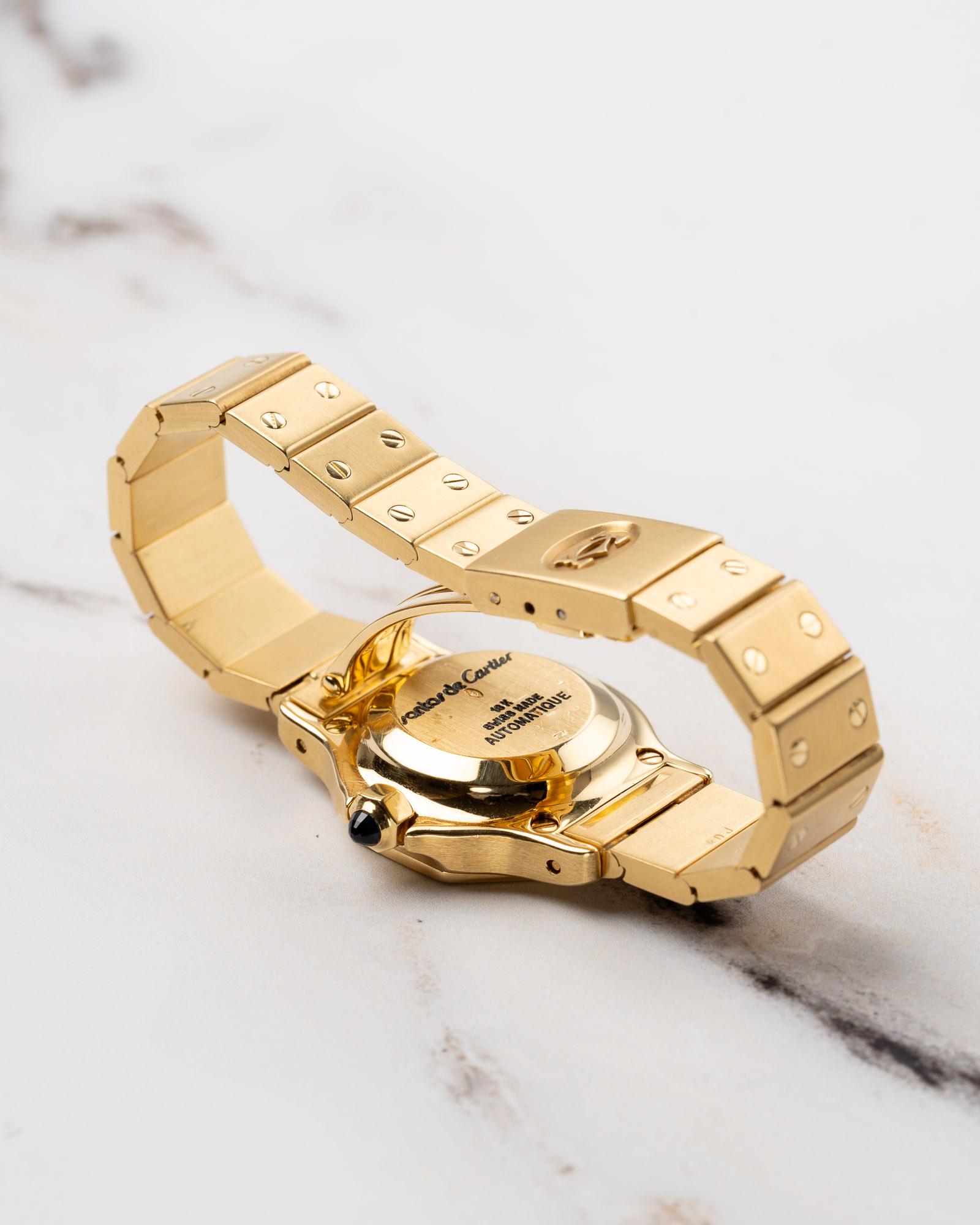 Cartier Santos Oktagon 2969/0906 SM 18k YG 1980er Jahre im Zustand „Gut“ im Angebot in SYDNEY, AU