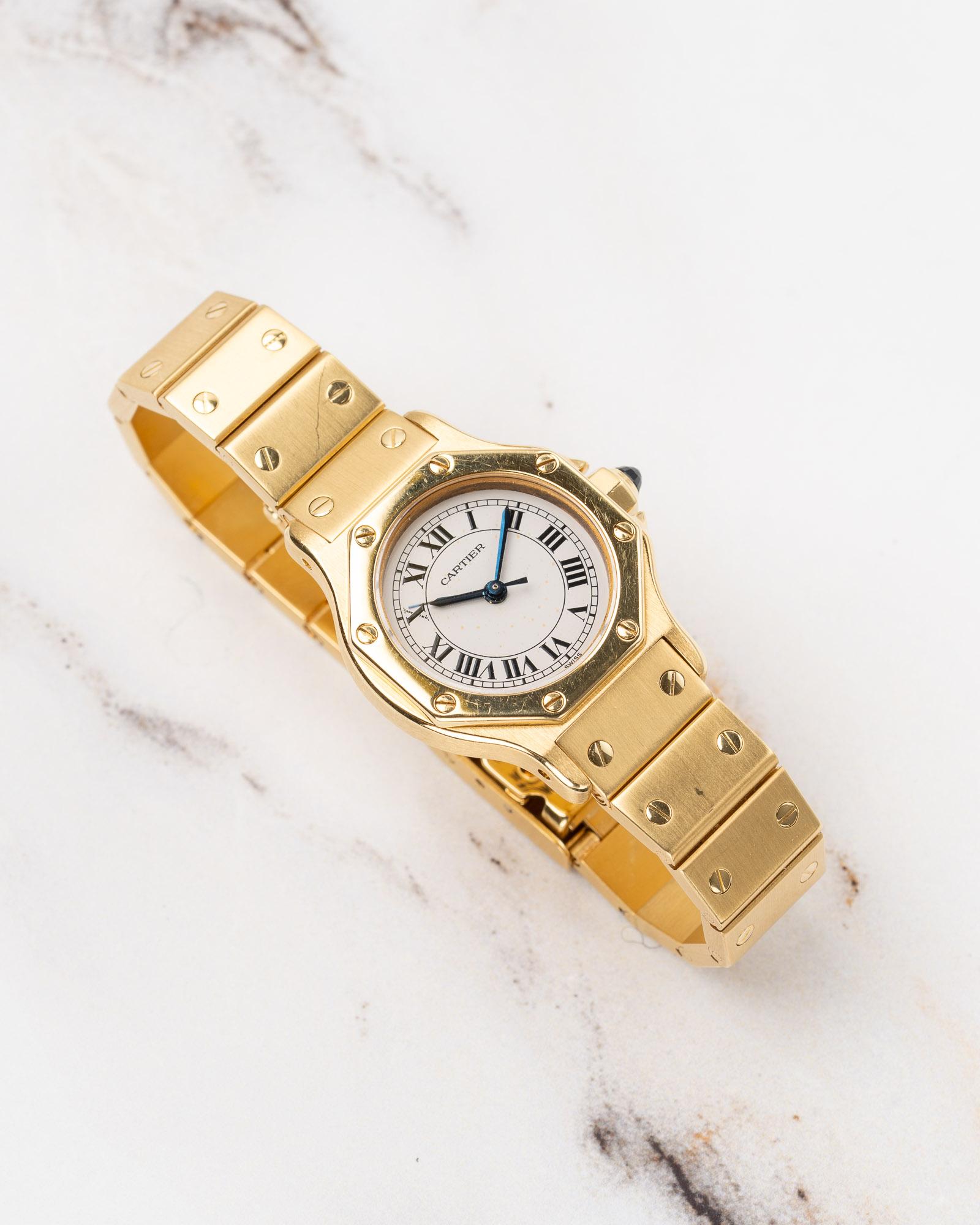 Cartier Santos Oktagon 2969/0906 SM 18k YG 1980er Jahre im Angebot 1