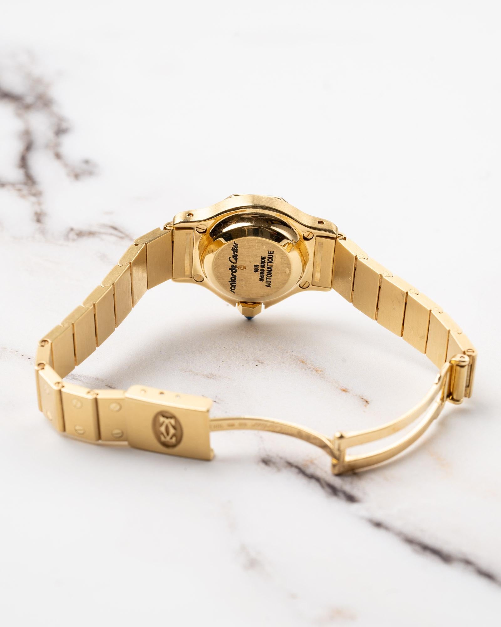 Cartier Santos Oktagon 2969/0906 SM 18k YG 1980er Jahre im Angebot 3