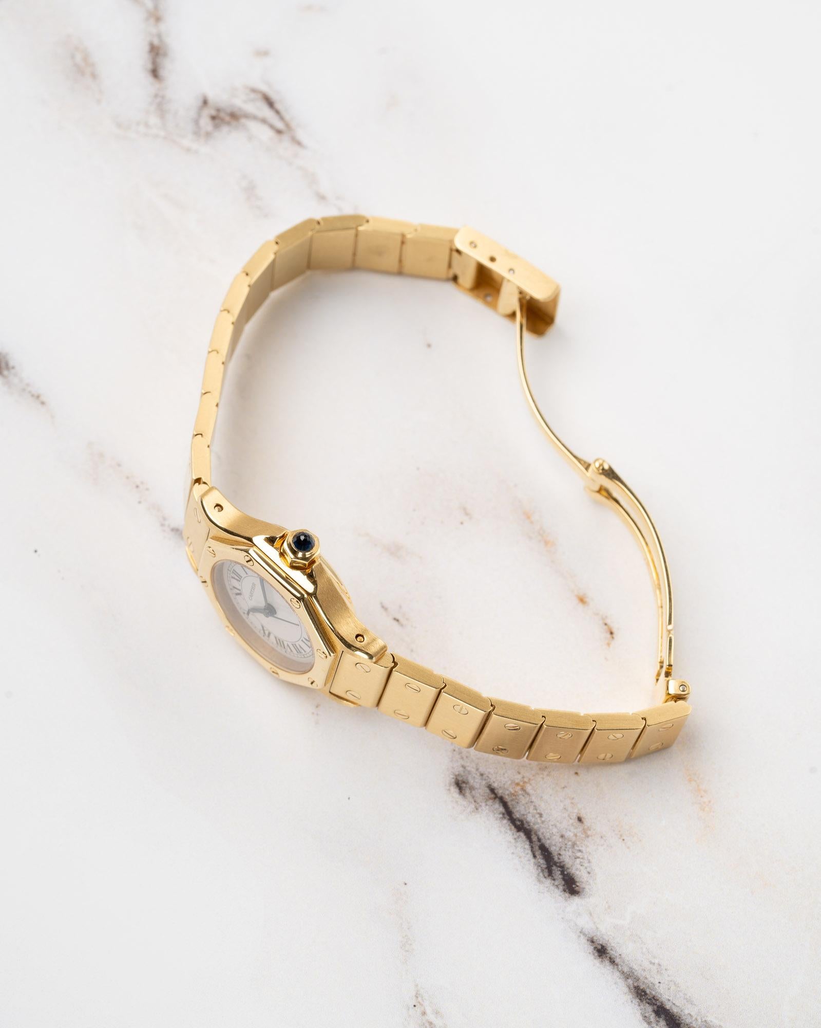 Cartier Santos Oktagon 2969/0906 SM 18k YG 1980er Jahre im Angebot 5