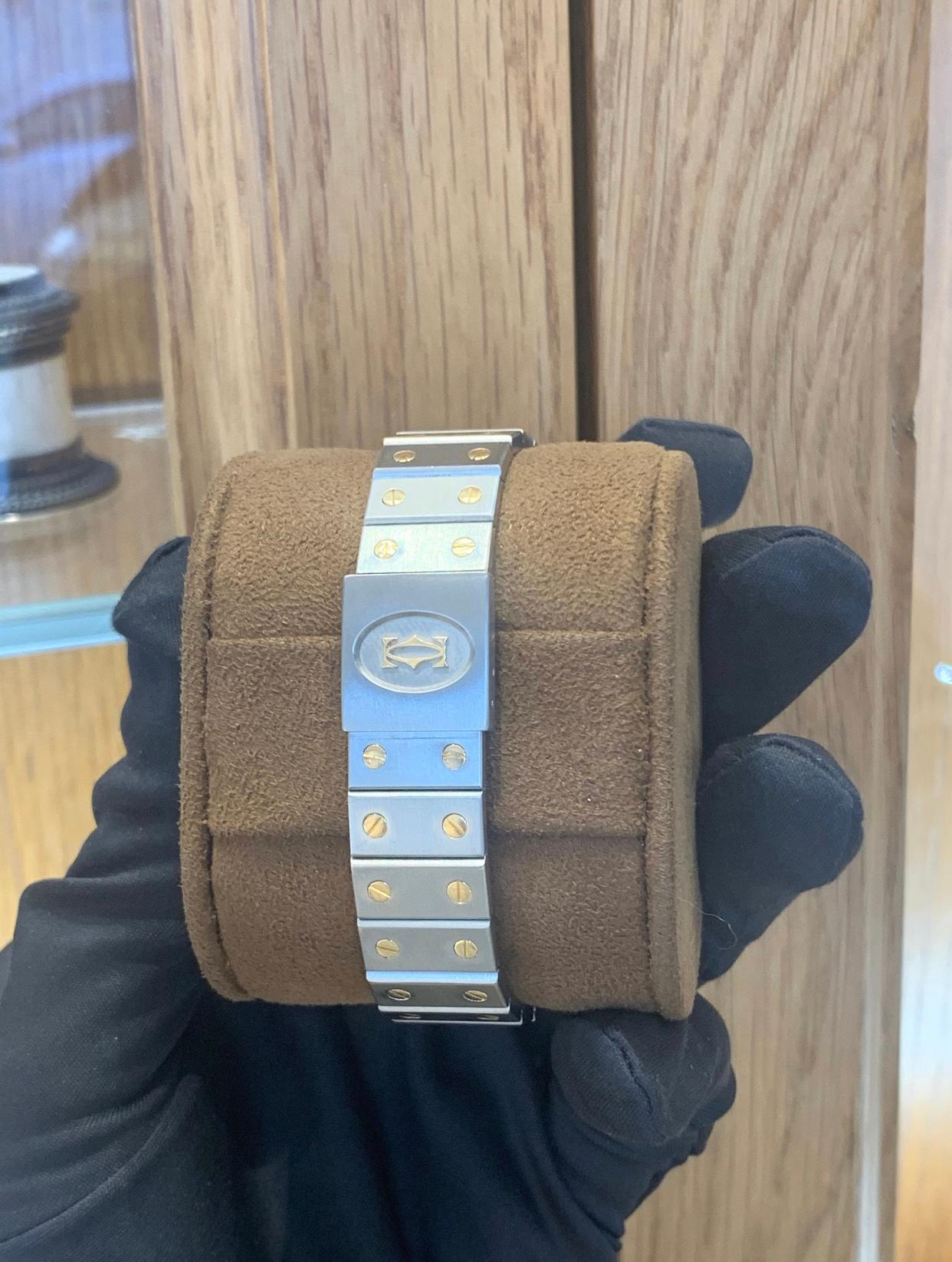 Cartier Santos Octagon Automatic L 18k Gold In Excellent Condition For Sale In Ramat Gan, IL