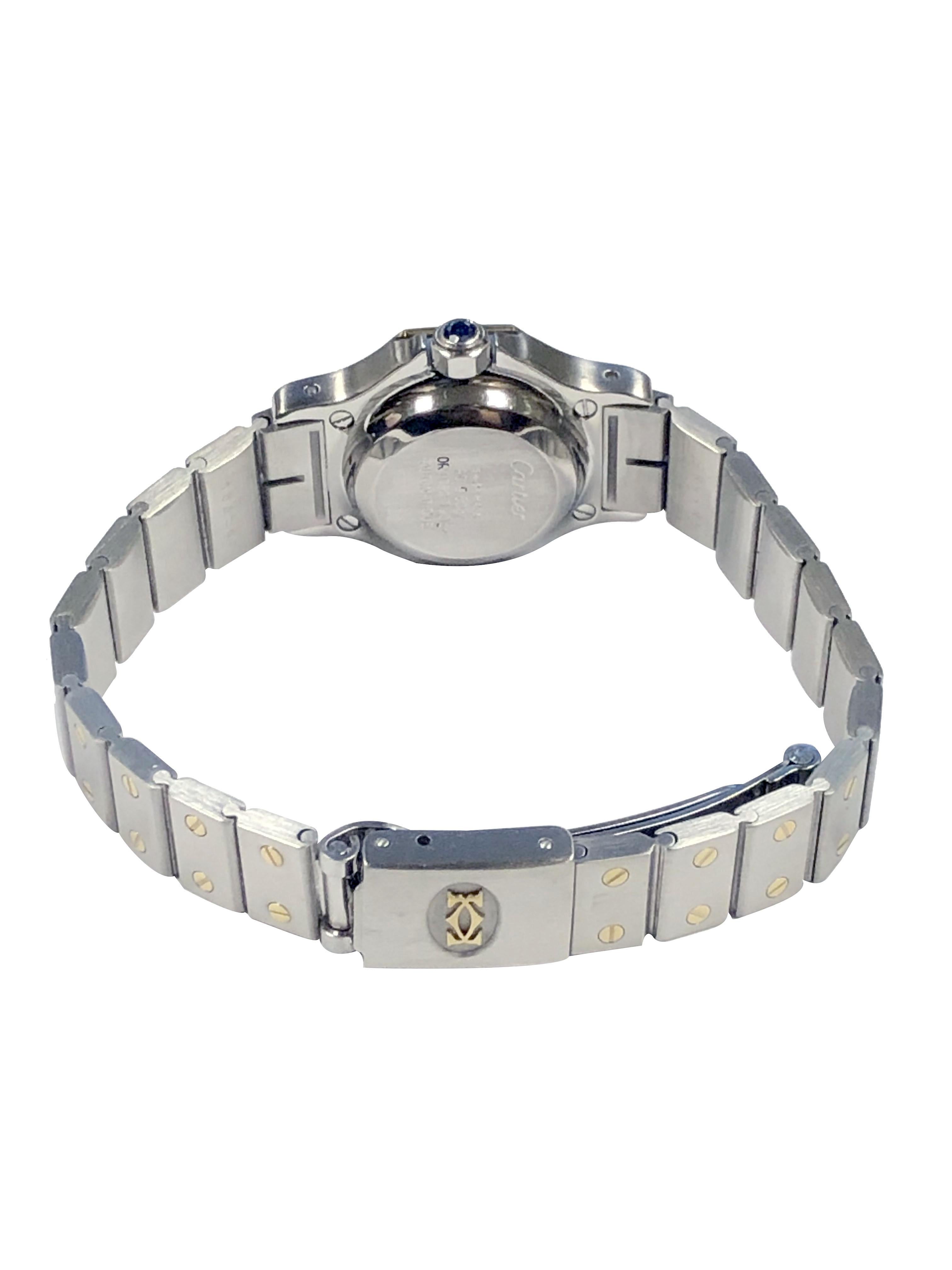 Cartier Santos Achteckige Armbanduhr mit Selbstaufzug aus Gold und Stahl für Damen für Damen oder Herren im Angebot