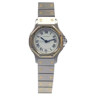Cartier Santos Octagon 18K Gold Steel Quartz Ladies Watch 187902 at ...