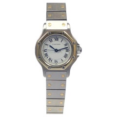 Cartier Santos Octagon Gold and Steel Ladies Self Winding Wrist Watch