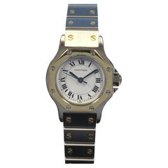 Used Cartier Santos Octagon Gold and Steel Ladies Self Winding Wrist Watch