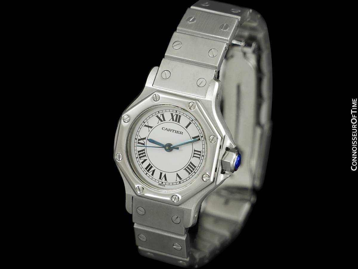 Cartier Santos Octagon Ladies SS Watch - WORN BY SUPERMODEL WINNIE HARLOW In Excellent Condition In Suwanee, GA