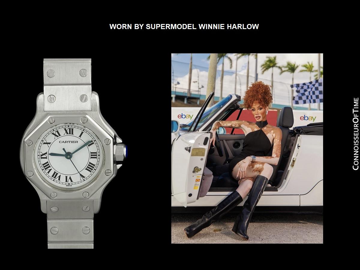 Cartier Santos Octagon Ladies SS Watch - WORN BY SUPERMODEL WINNIE HARLOW 4