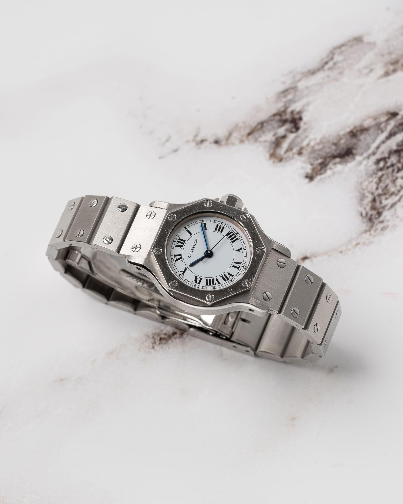 Cartier Santos Octagon SM 0906 Esfera blanca Acero Años 80 en Bueno estado para la venta en SYDNEY, AU