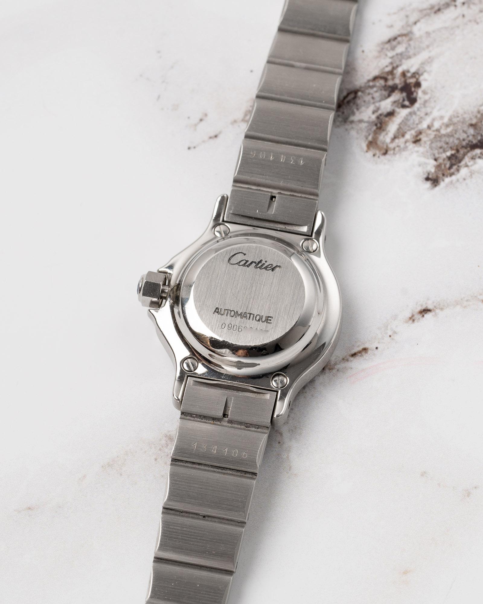 Cartier Santos Octagon SM 0906 Esfera blanca Acero Años 80 en venta 2