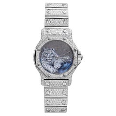 Cartier Santos Octagon Stainless Steel Automatic Ladies Diamond Watch