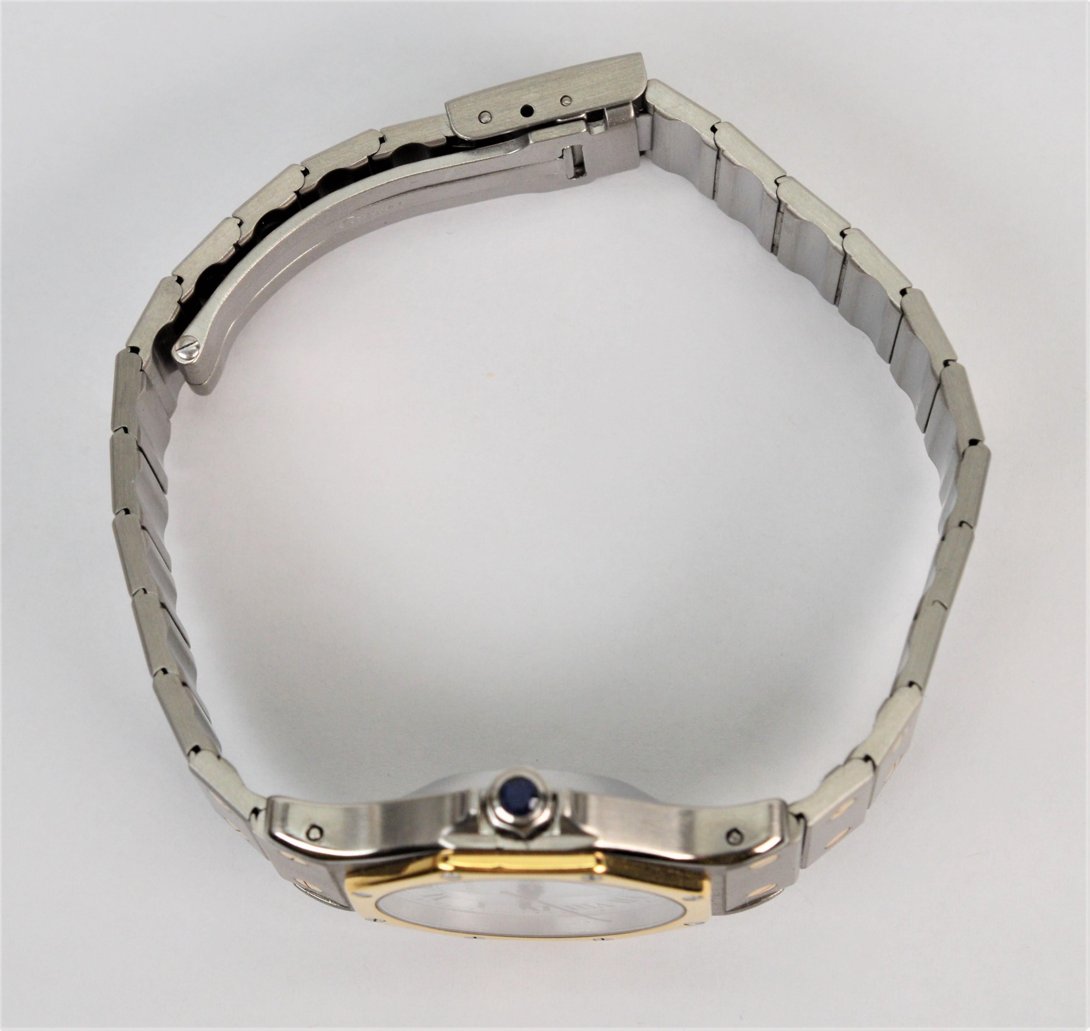 Cartier Santos Octagon Steel 18k Yellow Gold Bezel Automatic Men's Wrist Watch 3
