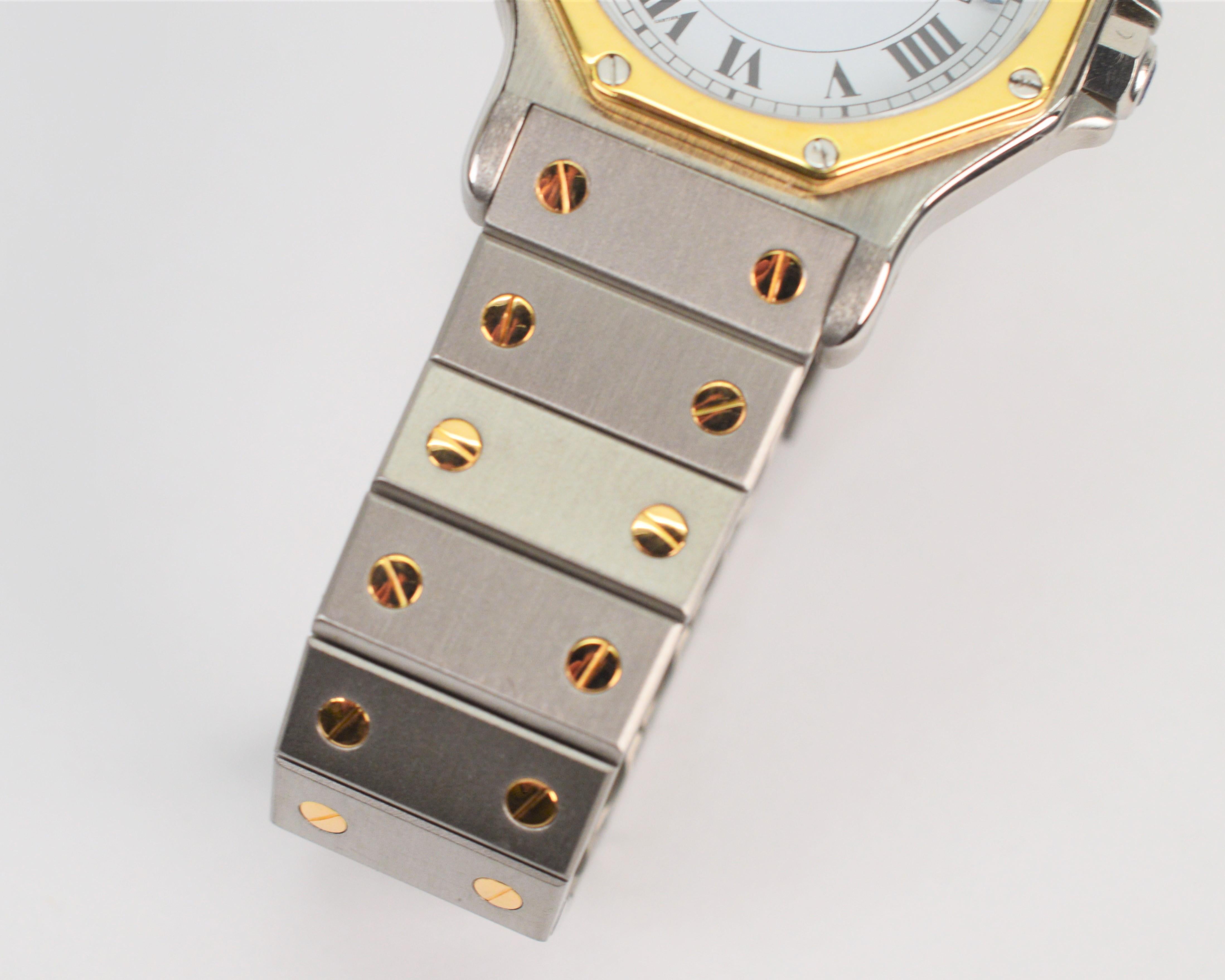Women's or Men's Cartier Santos Octagon Steel 18k Yellow Gold Bezel Automatic Men's Wrist Watch