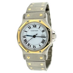 Cartier Santos Octagon Steel 18k Yellow Gold Bezel Automatic Men's Wrist Watch