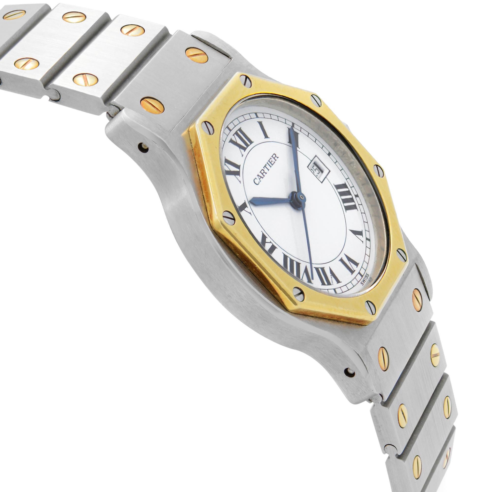 Cartier Santos Octagon Steel Gold White Dial Automatic Ladies Watch W2001683 In Excellent Condition In New York, NY