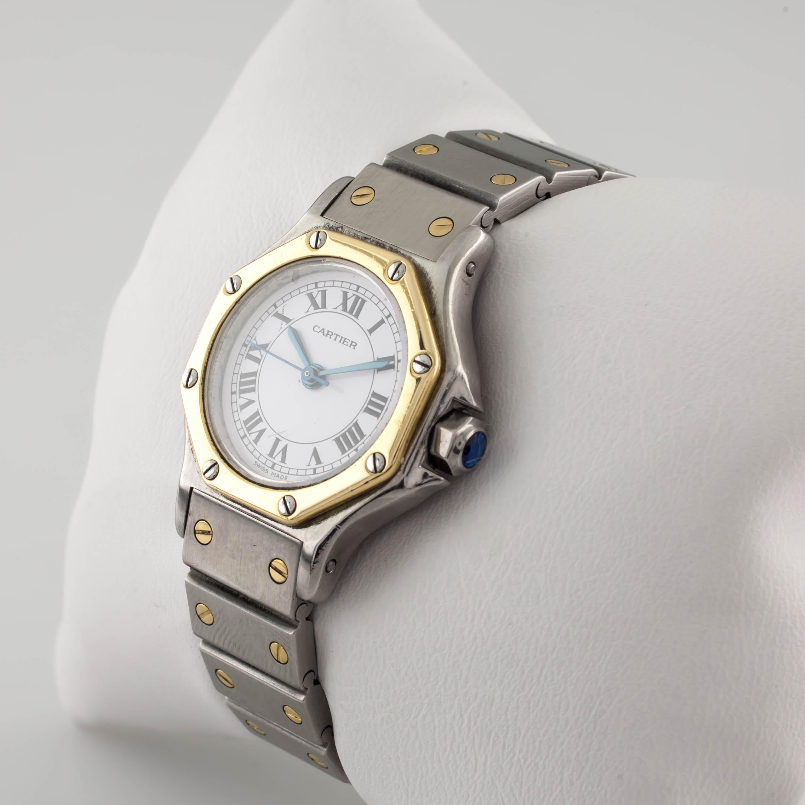  Cartier Santos Octogone - Montre automatique deux tons en acier inoxydable et or 18 carats pour femmes Pour femmes 