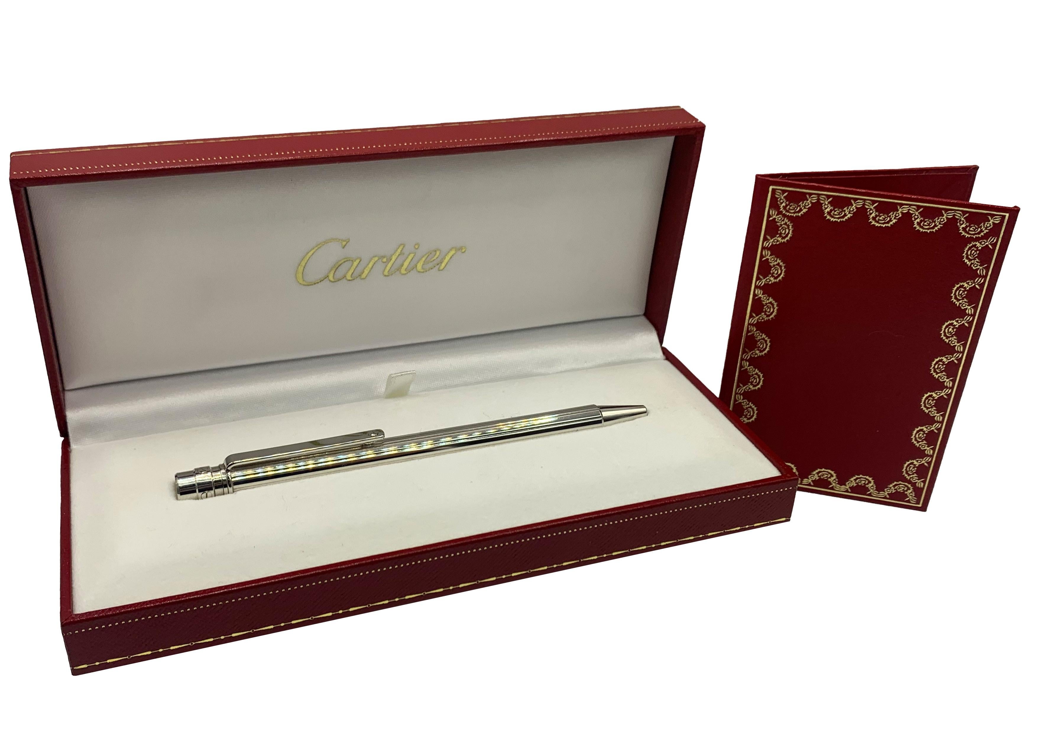 Art Deco Cartier Santos Palladium Plated Stylo Bille Must II Comes With Original Papers For Sale