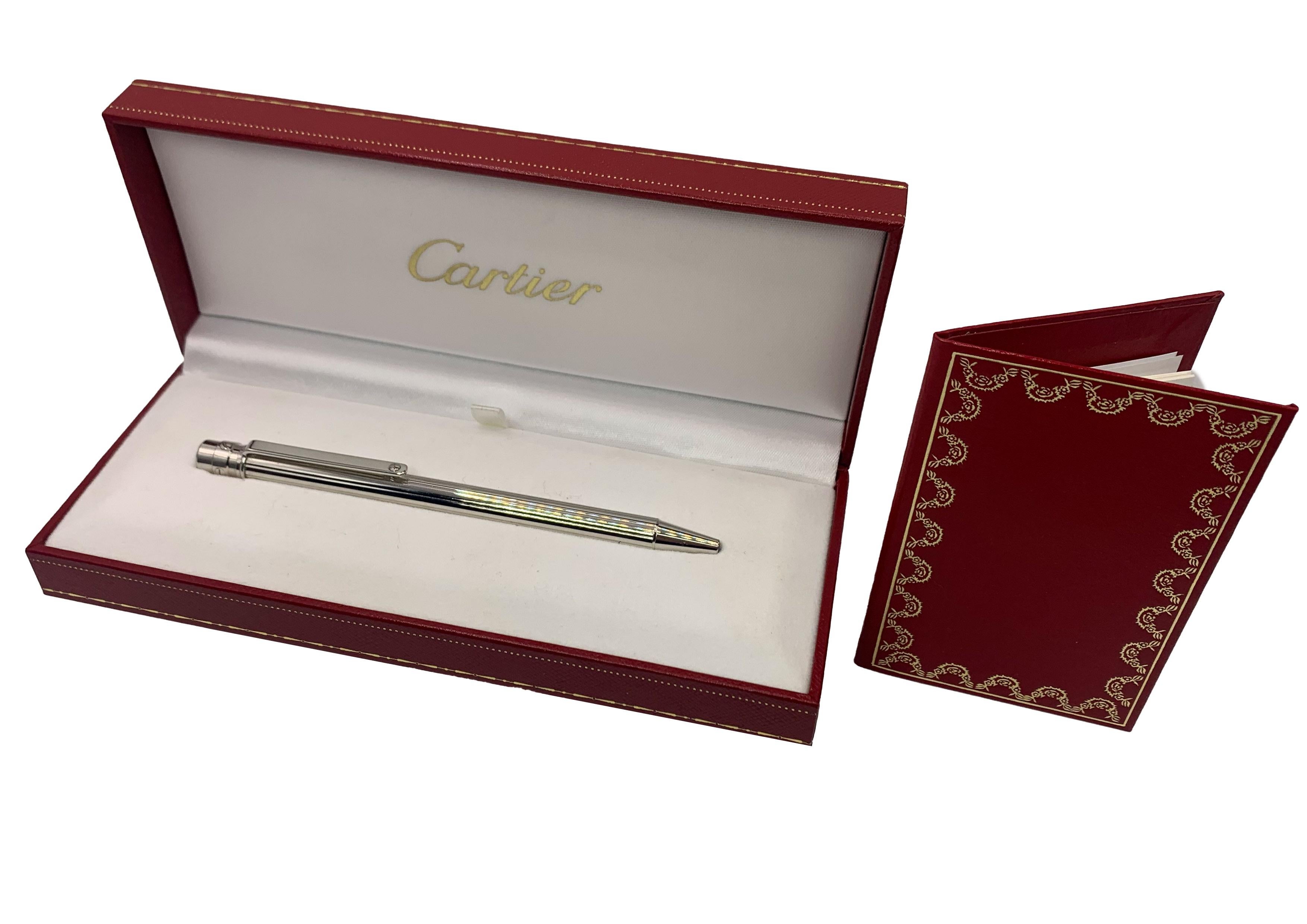 Contemporary Cartier Santos Palladium Plated Stylo Bille Must II Comes With Original Papers For Sale
