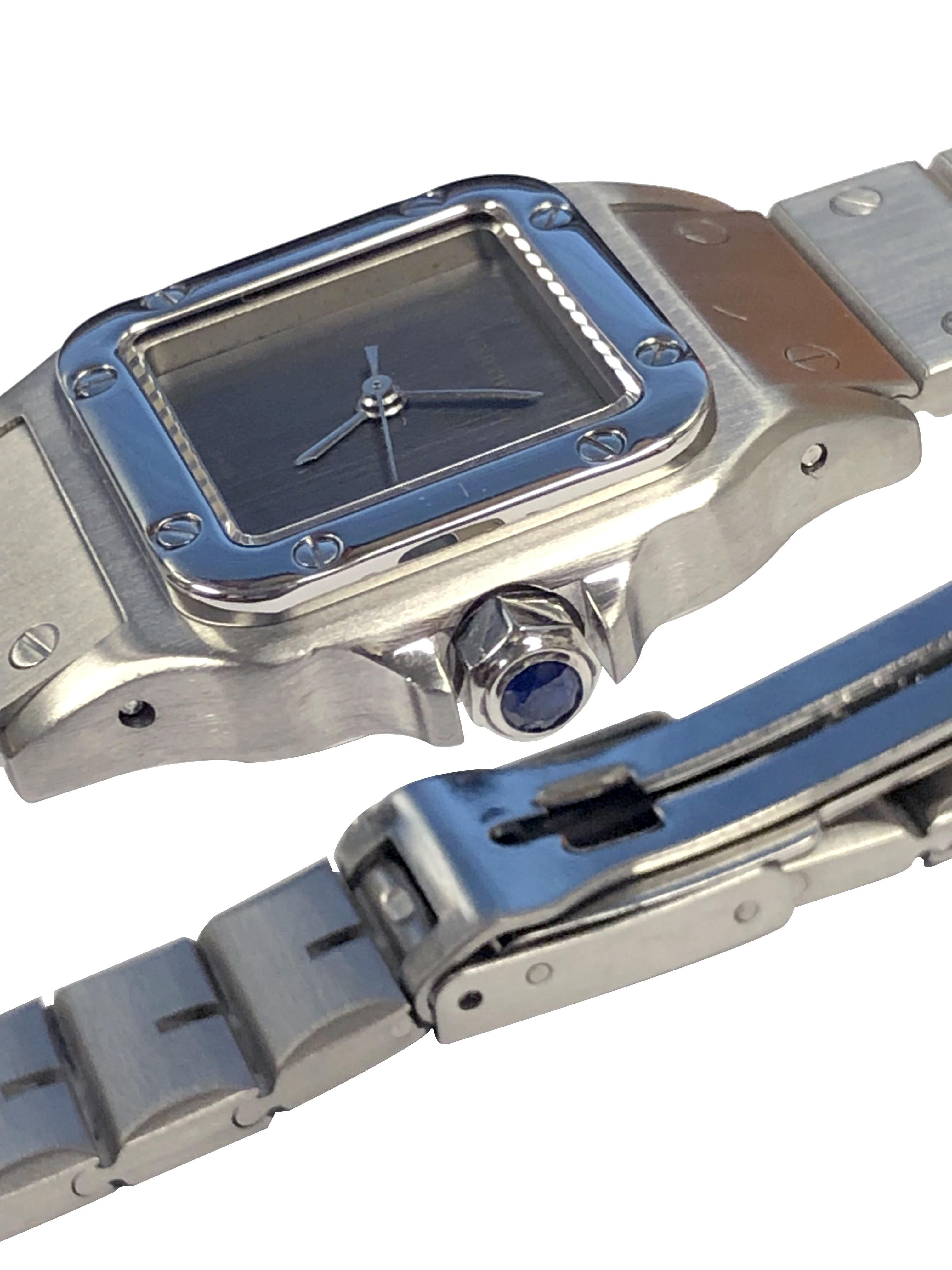 Reloj de pulsera Cartier de acero inoxidable para señora de los años 90, caja de 3 piezas 245 X 23 M.M resistente al agua, automático, movimiento de cuerda automática, cristal resistente a los arañazos, corona de zafiro, rara esfera gris plateada,