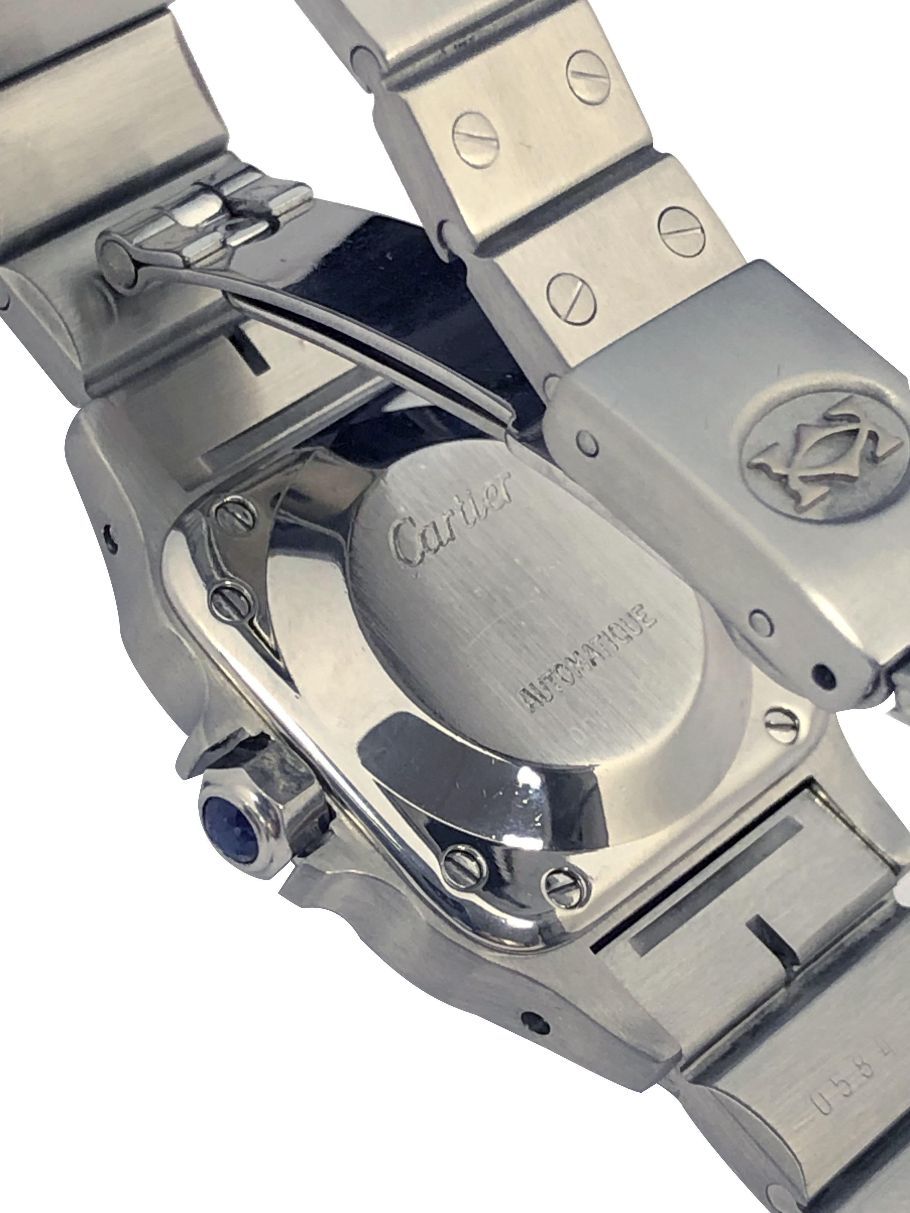 Cartier Santos Raro Reloj de pulsera automático de señora con esfera gris en Excelente estado para la venta en Chicago, IL