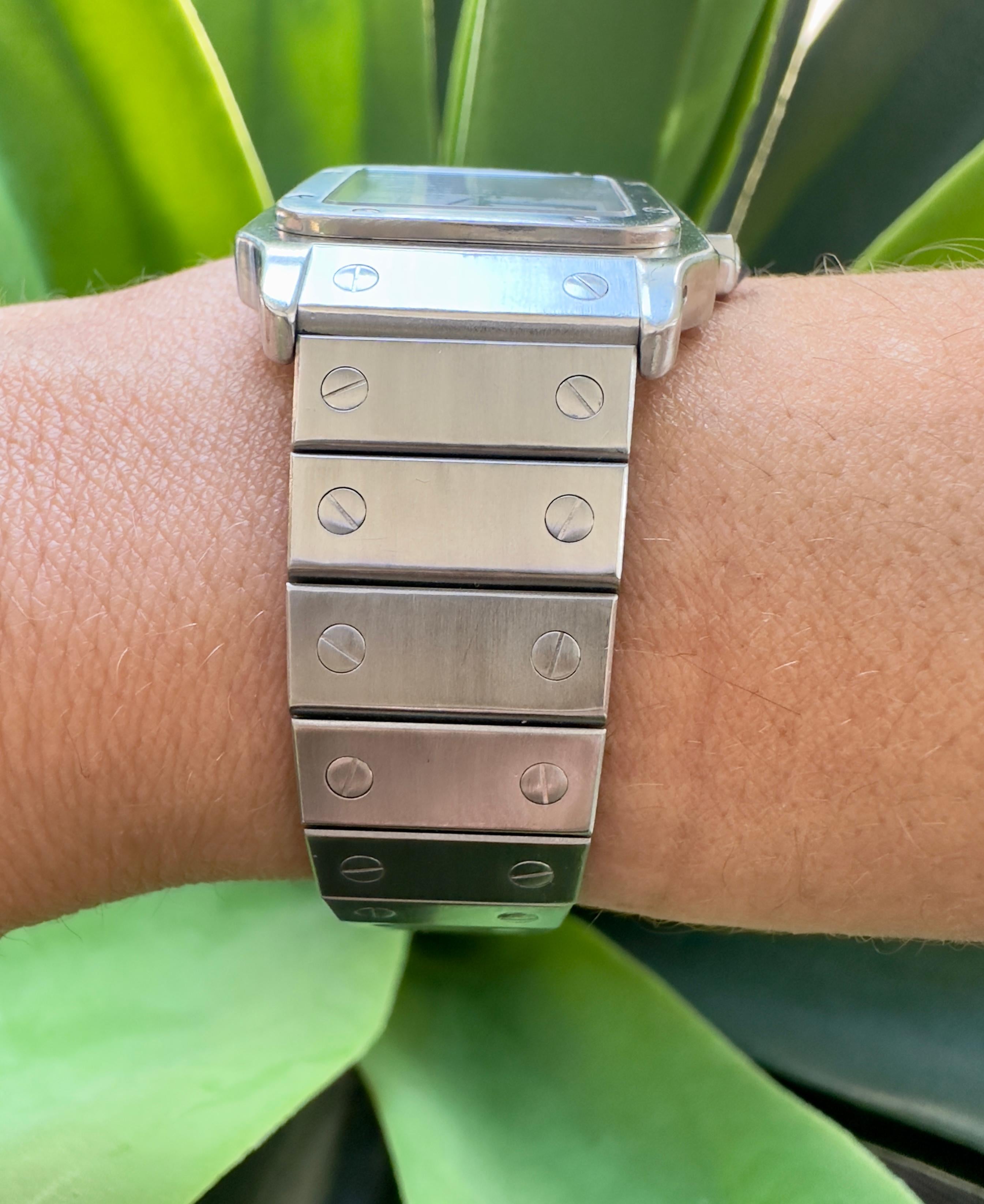 Cartier Santos Réf. 2960 Montre vintage en acier inoxydable Bon état - En vente à Houston, TX