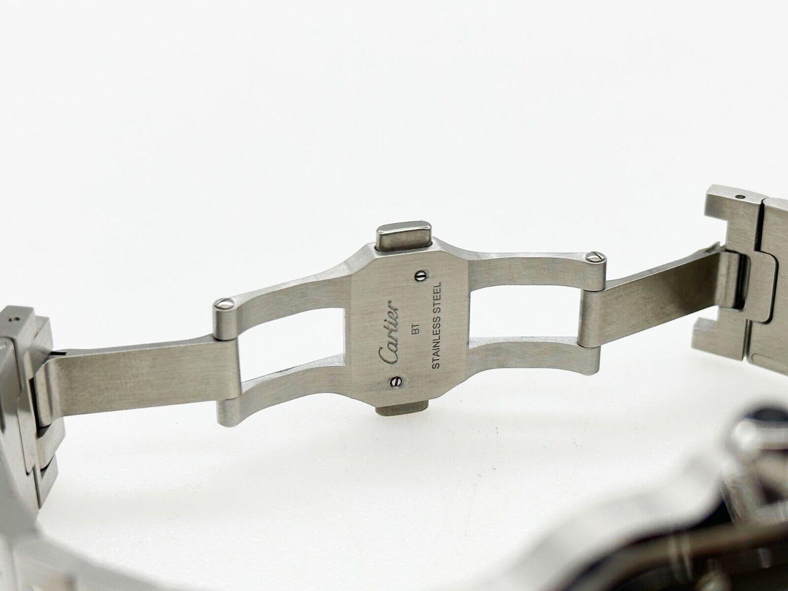 Cartier Santos Réf. 4072 WSSA0037 - Grand cadran gris en acier inoxydable avec boîte et papier en vente 2