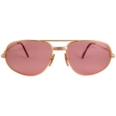 Cartier Santos Romance Rose Pink Lenses 54mm Drake 18k Gold Sunglasses