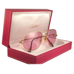 Cartier Santos Romance Rose Pink Lenses 54mm Drake 18k Gold Sunglasses