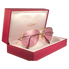 Cartier Santos Romance Rose Pink Lenses 54mm Drake 18k Gold Sunglasses