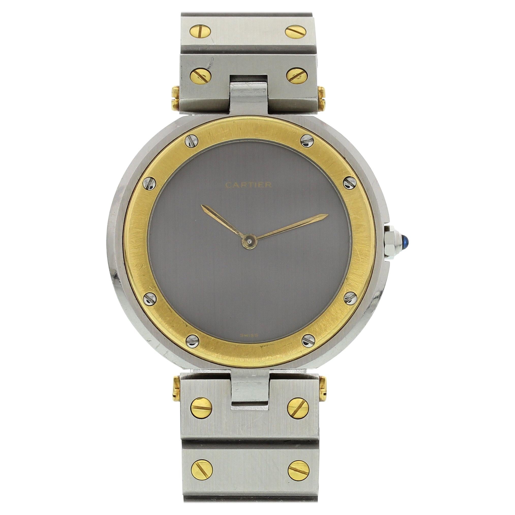 Cartier Santos Ronde 18 Karat Yellow Gold and Stainless Steel For Sale