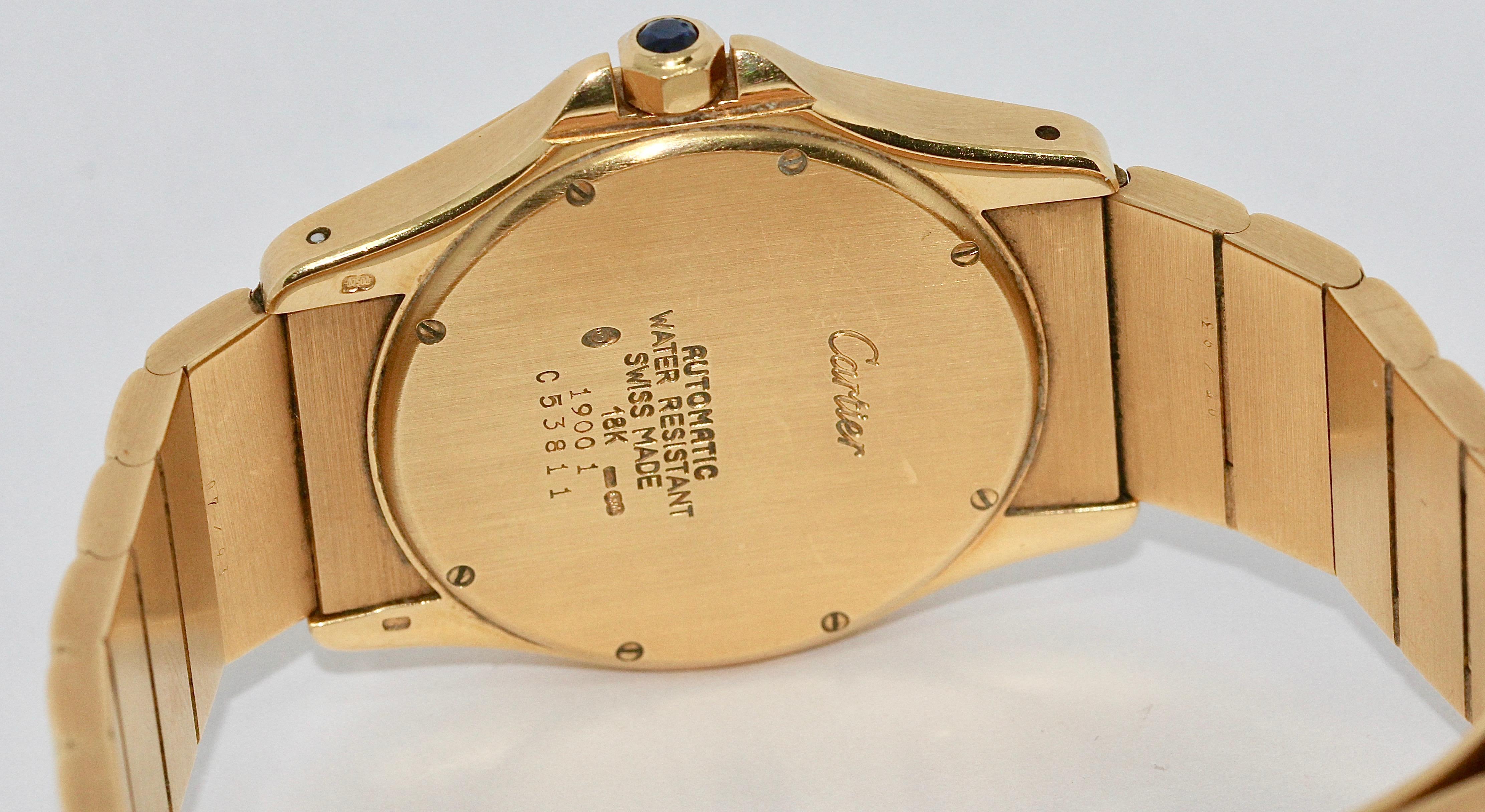 Women's or Men's Cartier Santos Ronde 18 Karat Yellow Gold Swiss Automatic Watch