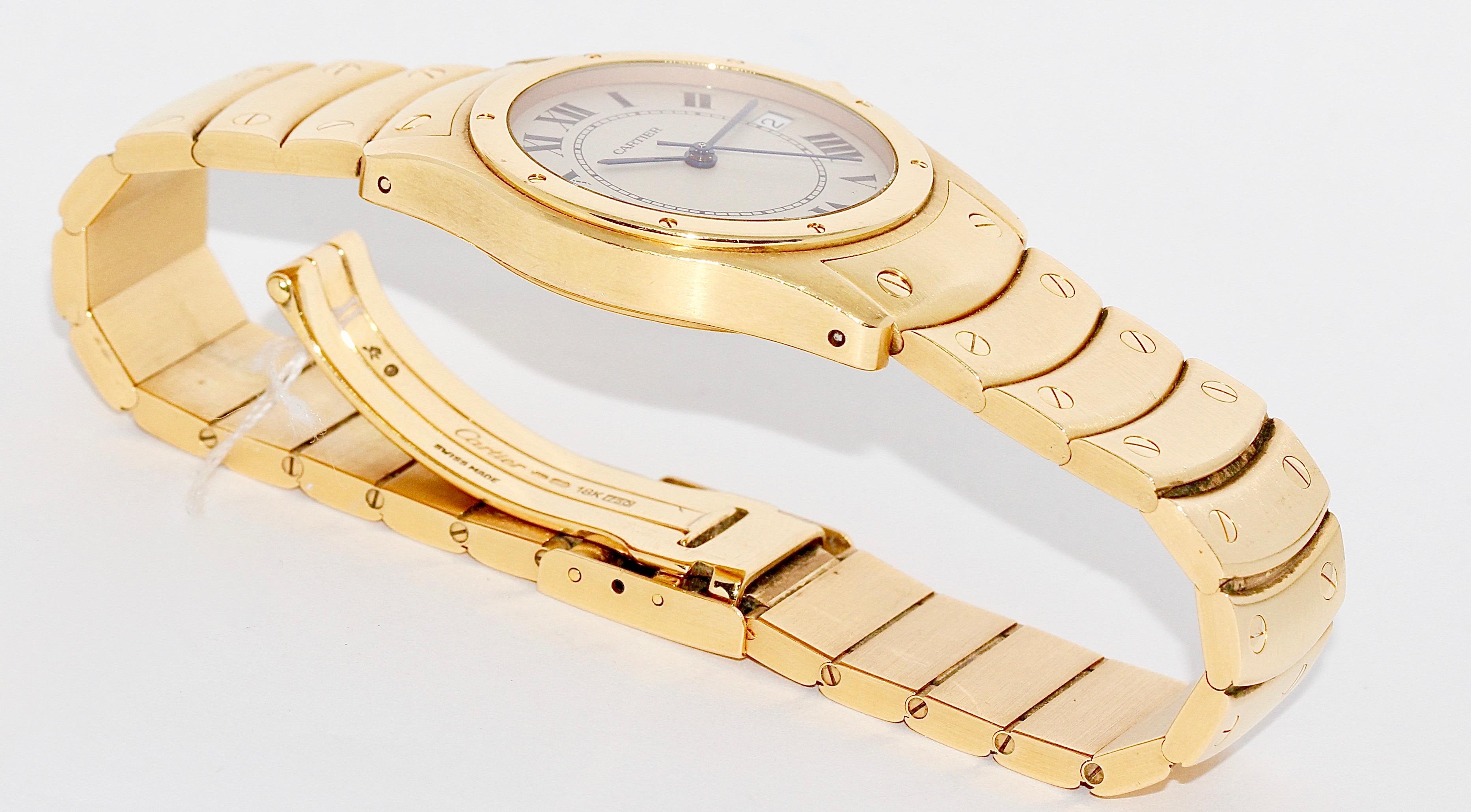 Cartier Santos Ronde 18 Karat Yellow Gold Swiss Automatic Watch 4