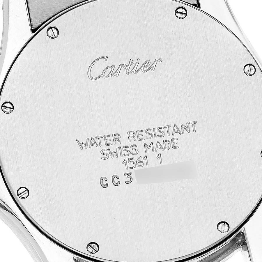 Cartier Santos Ronde Silber Zifferblatt Stahl Damenuhr W20027K1 im Angebot 3