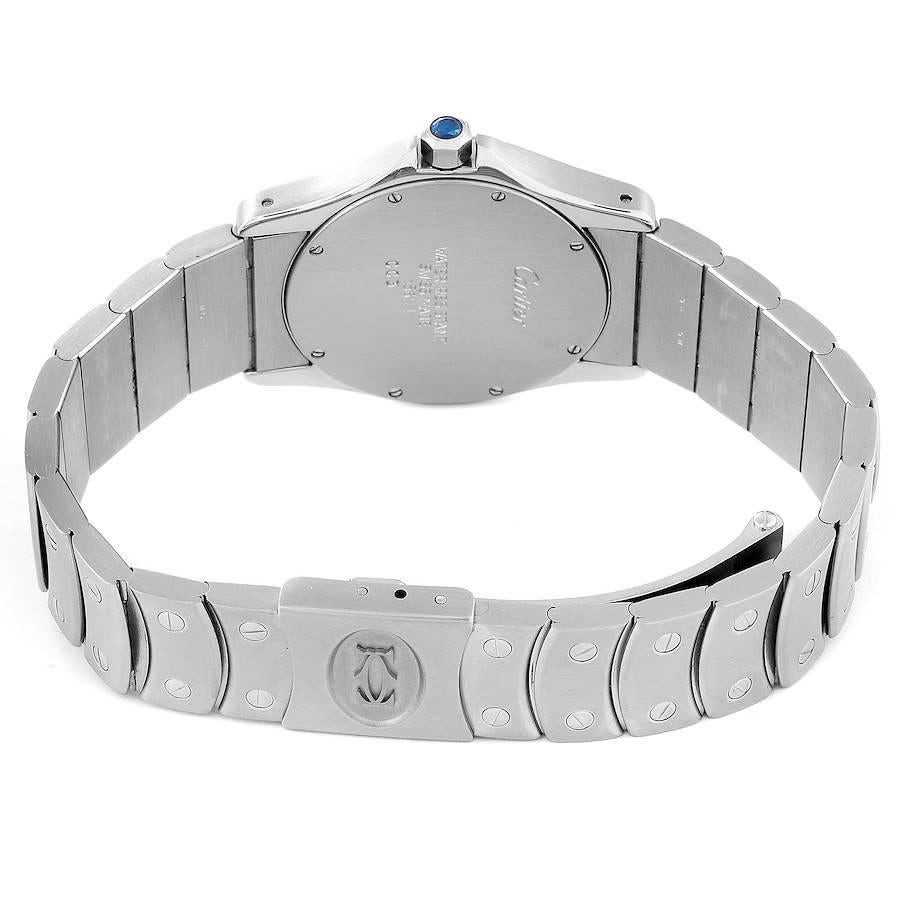 Cartier Santos Ronde Silber Zifferblatt Stahl Damenuhr W20027K1 im Angebot 4
