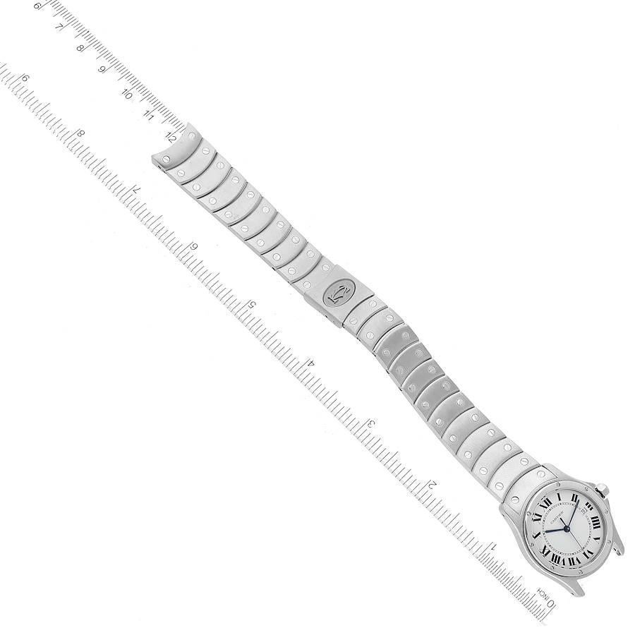 Cartier Santos Ronde Silber Zifferblatt Stahl Damenuhr W20027K1 im Angebot 5
