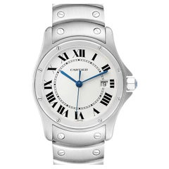 Cartier Santos Ronde Silber Zifferblatt Stahl Damenuhr W20027K1