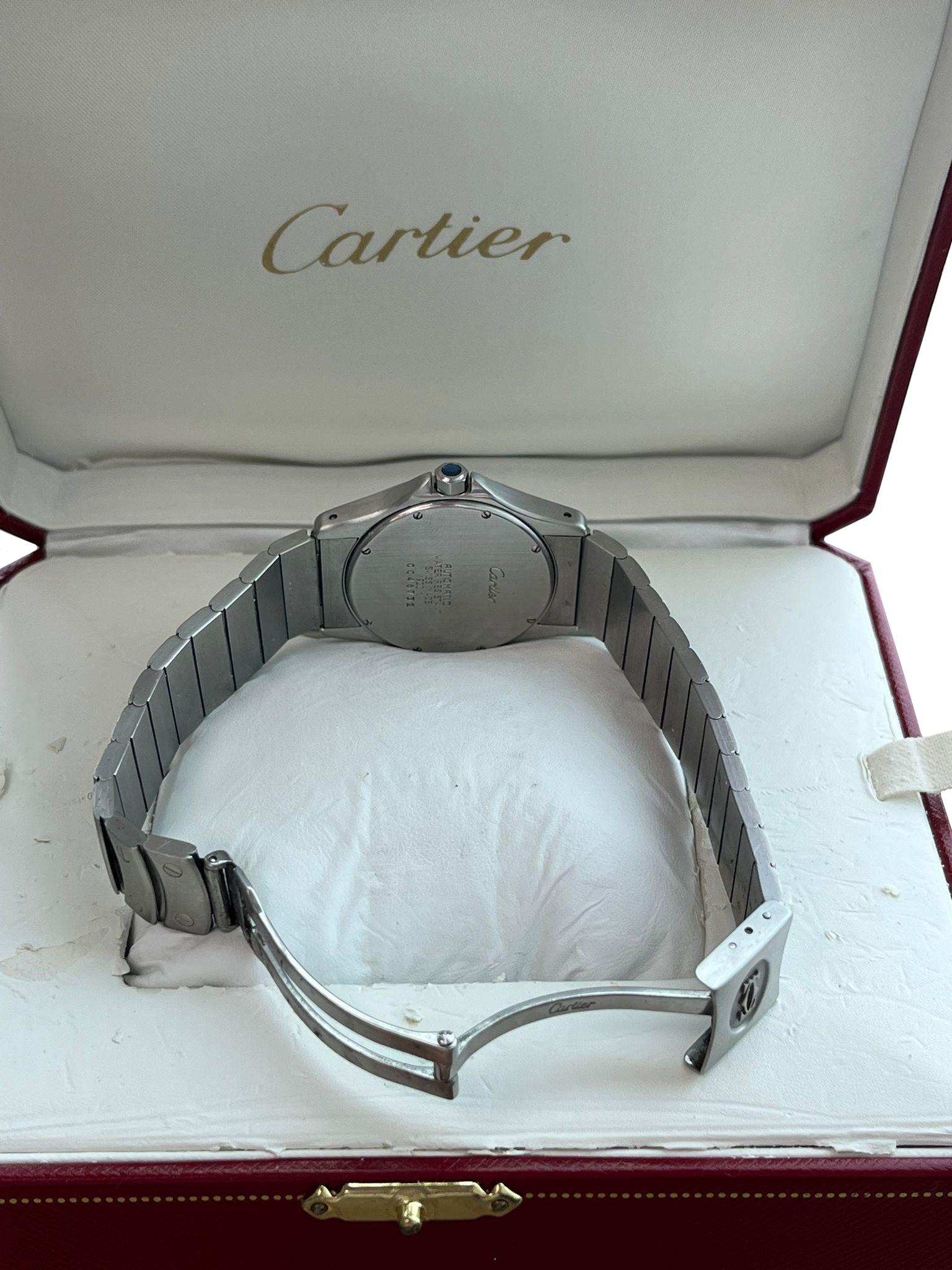 Cartier Santos Ronde 33mm Automatik-Uhr aus Edelstahl mit weißem Zifferblatt 1920-1 8