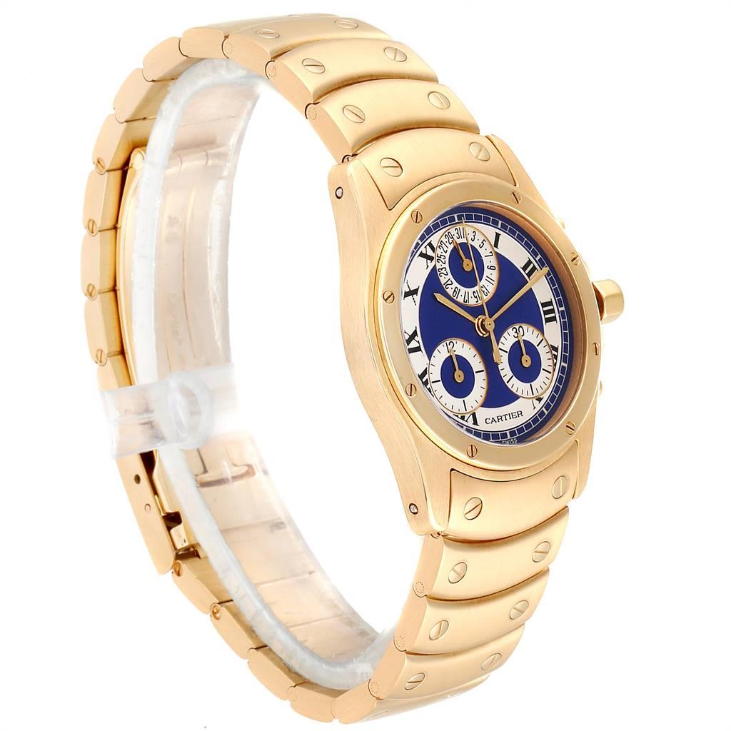 golden watch with blue dial