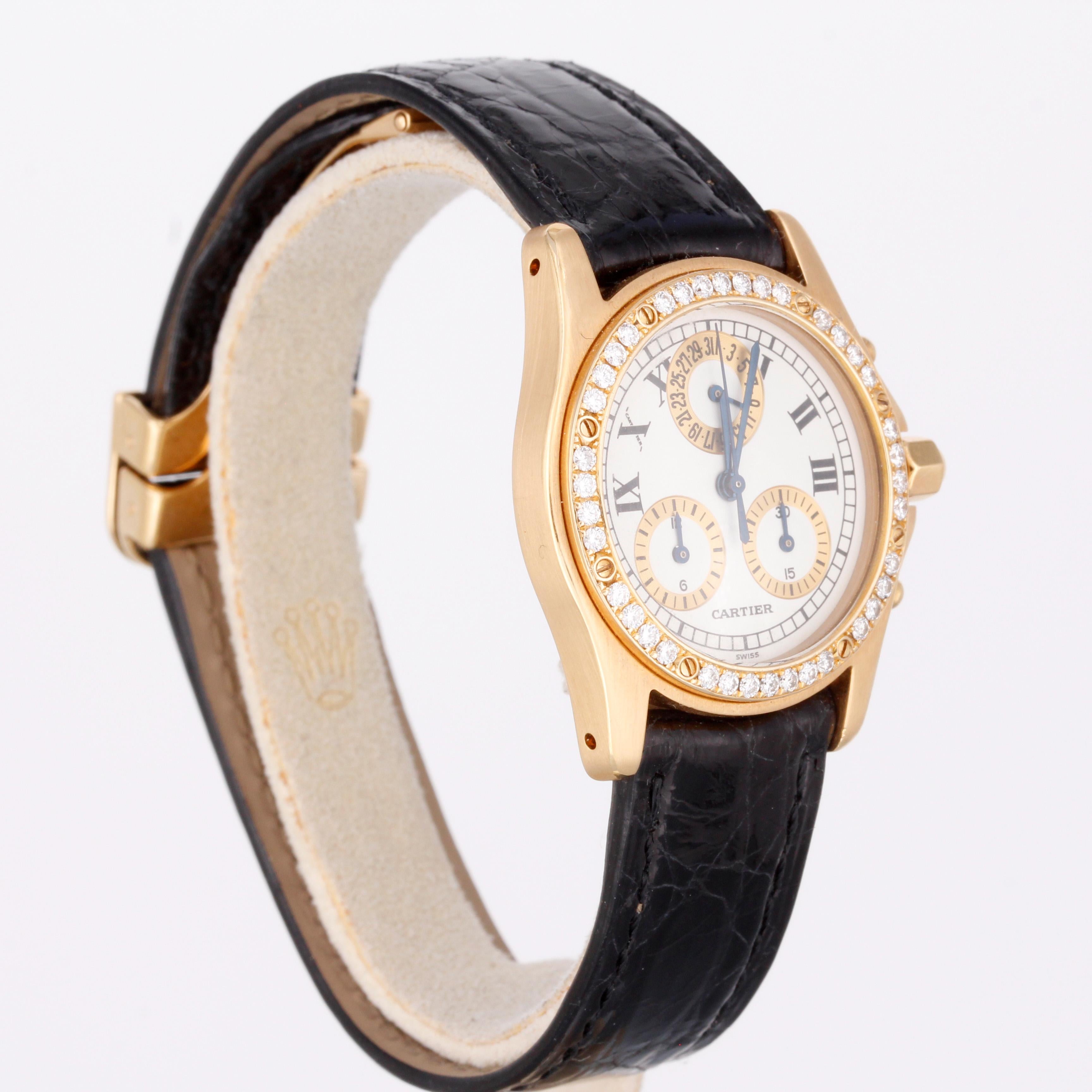 Contemporary Cartier Santos Ronde Chronograph Yellow Gold Ladies Watch Ref.: 1530 For Sale