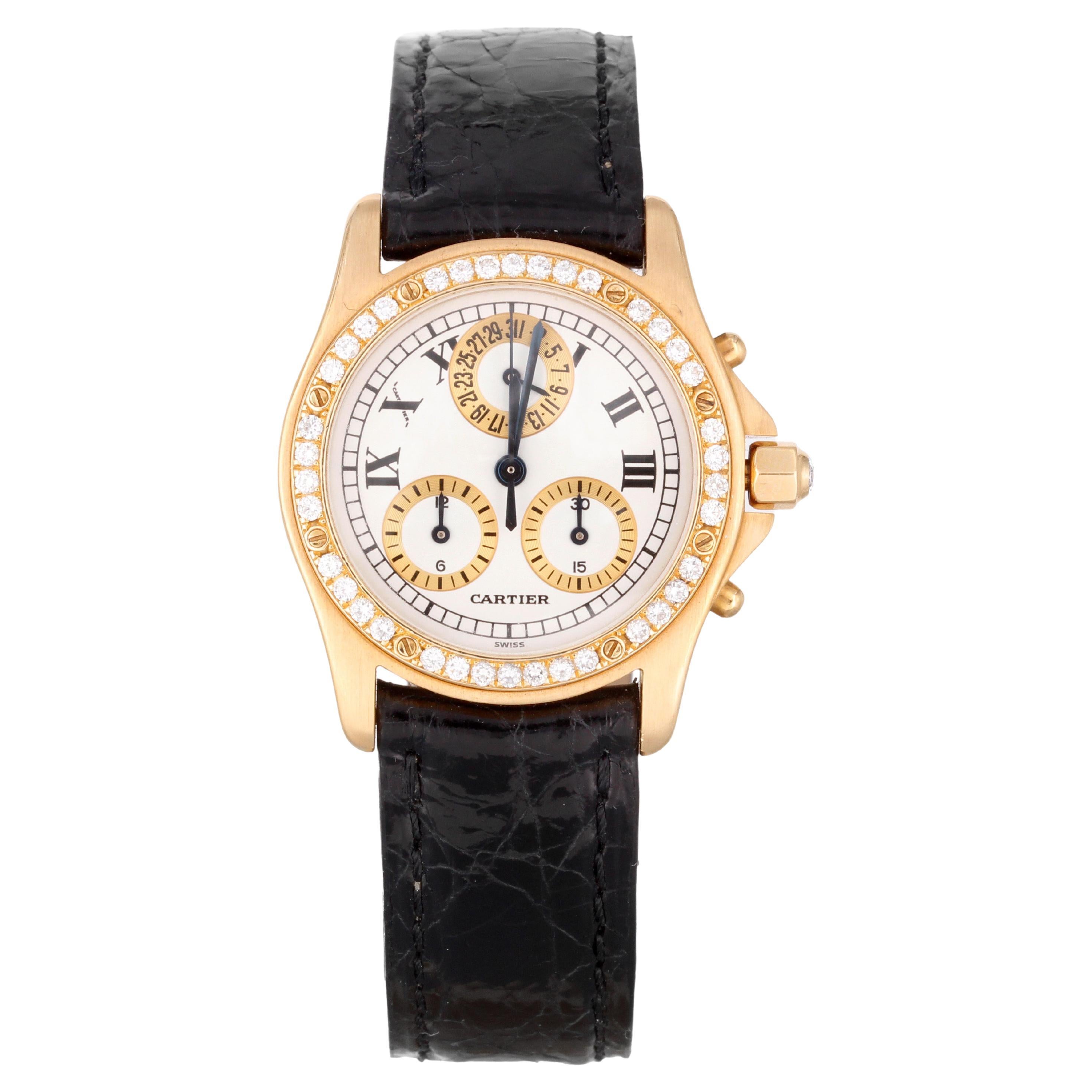 Cartier Santos Ronde Chronograph Yellow Gold Ladies Watch Ref.: 1530 For Sale