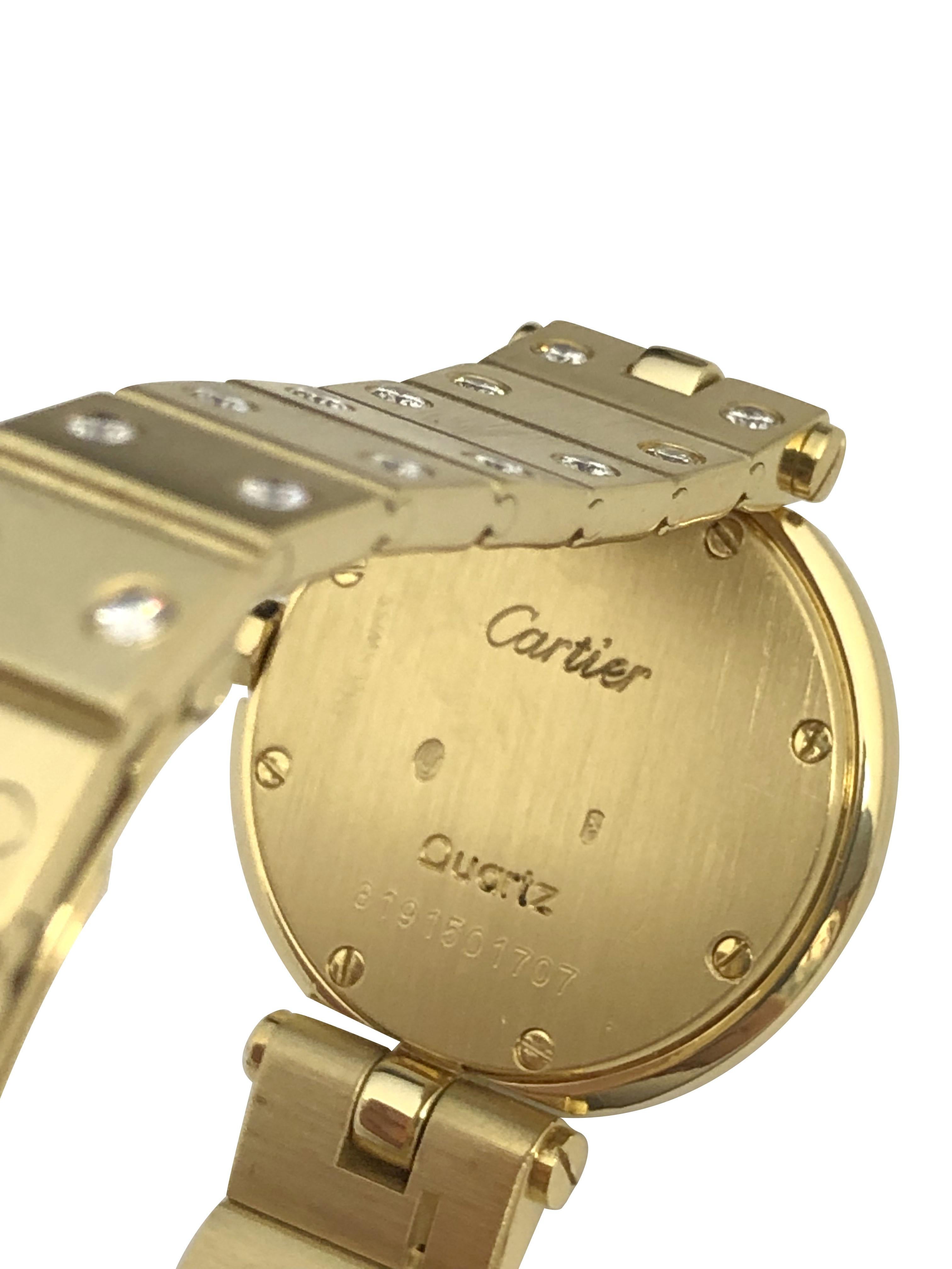 Cartier Santos Ronde Donna Oro e diamanti incastonati Orologio da polso al quarzo In condizioni ottime in vendita a Chicago, IL
