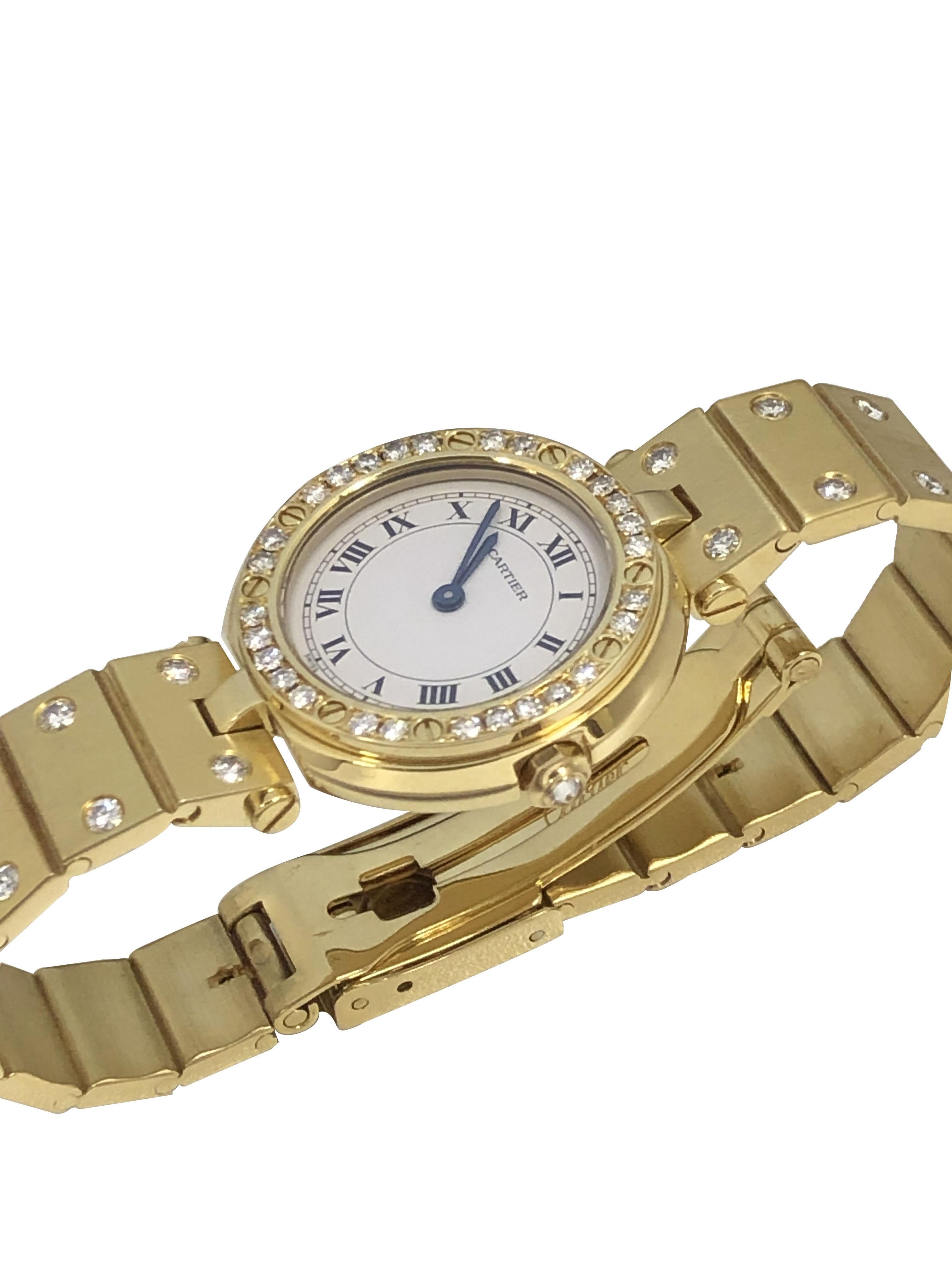 Cartier Santos Ronde Donna Oro e diamanti incastonati Orologio da polso al quarzo in vendita 1