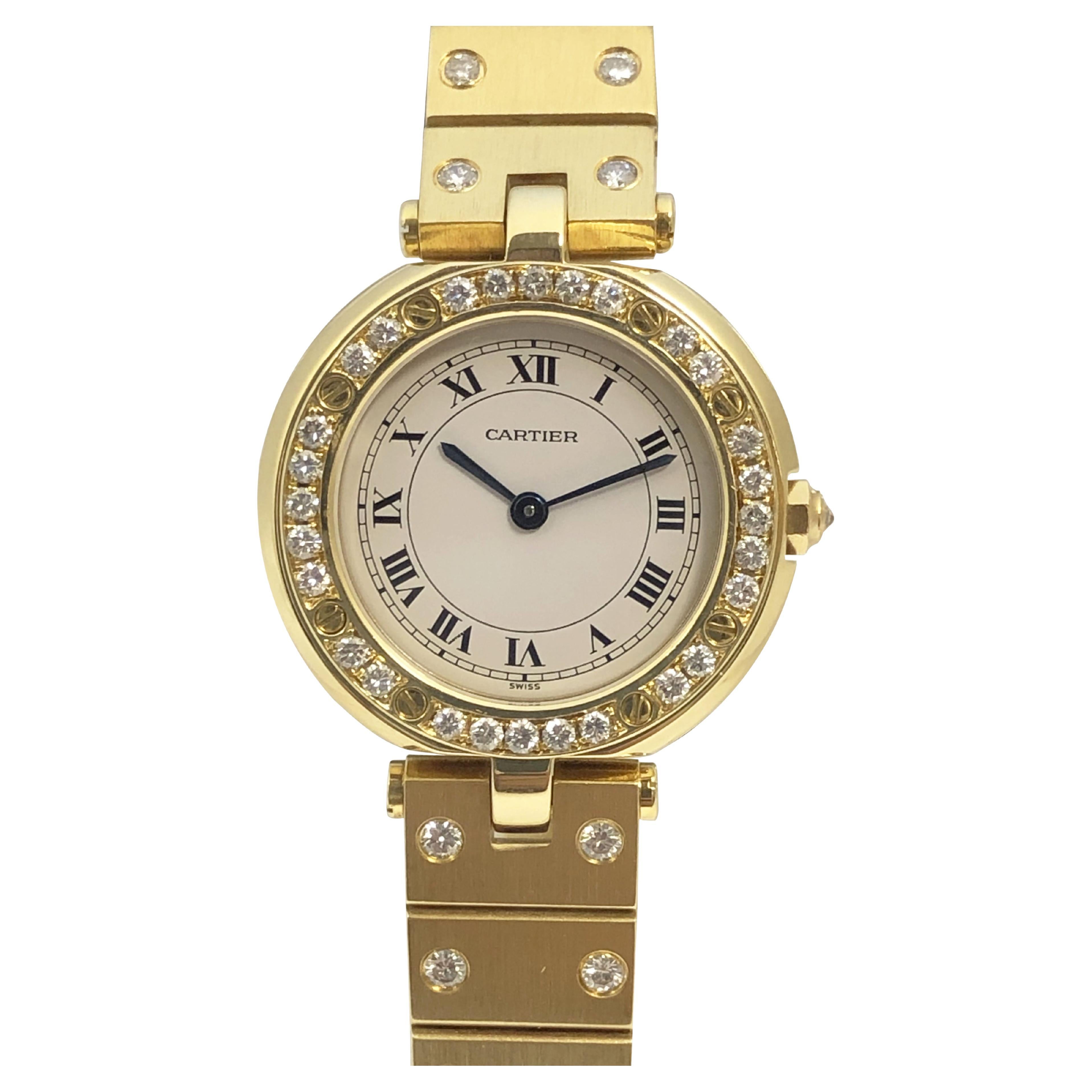 Cartier Santos Ronde Ladies Gold and Diamond set Quartz Wrist watch
