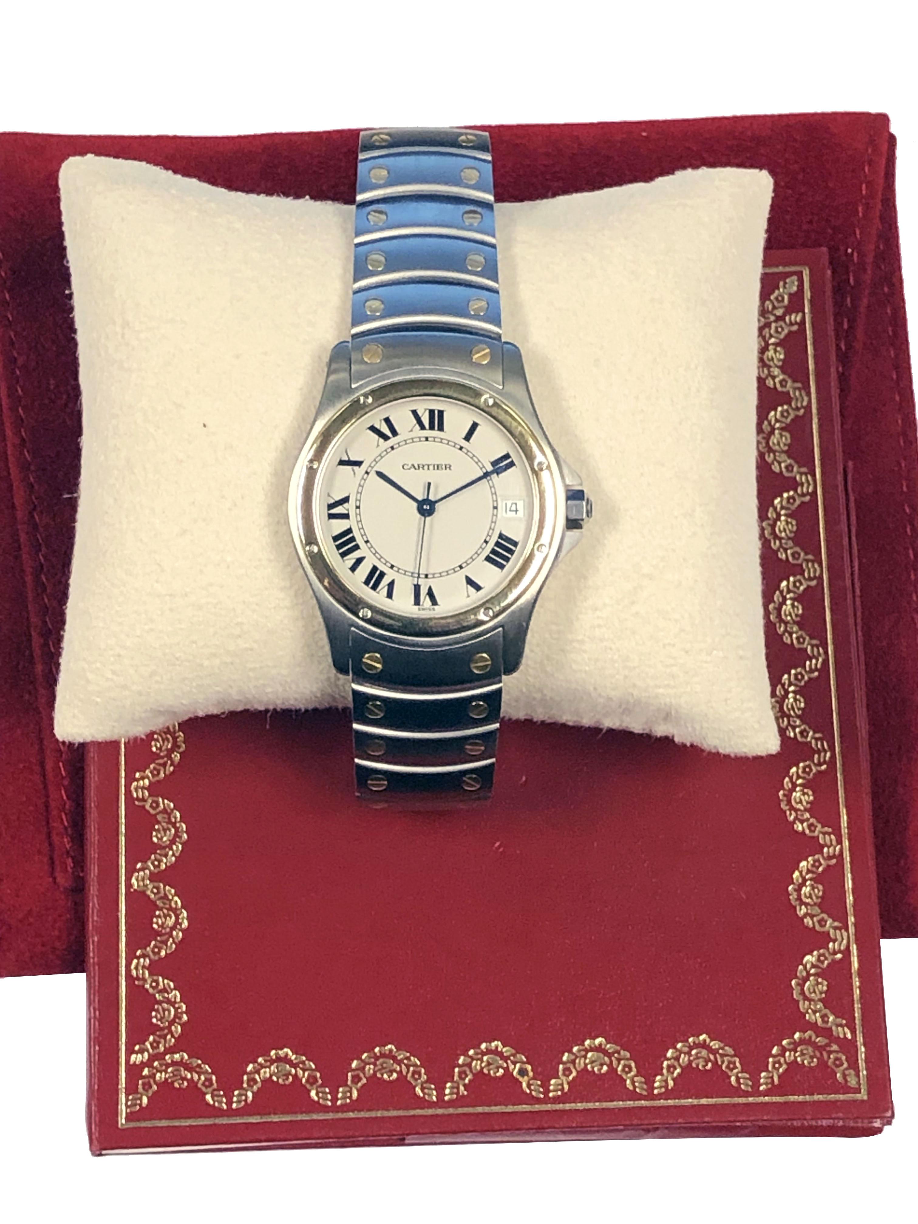 da uomo o donna Orologio da polso automatico Cartier Santos Ronde Large in acciaio e oro 18 ct. in vendita