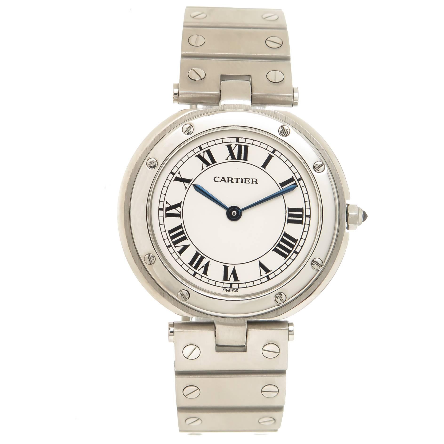 Cartier Stainless Steel Santos Ronde Large Quartz Wristwatch