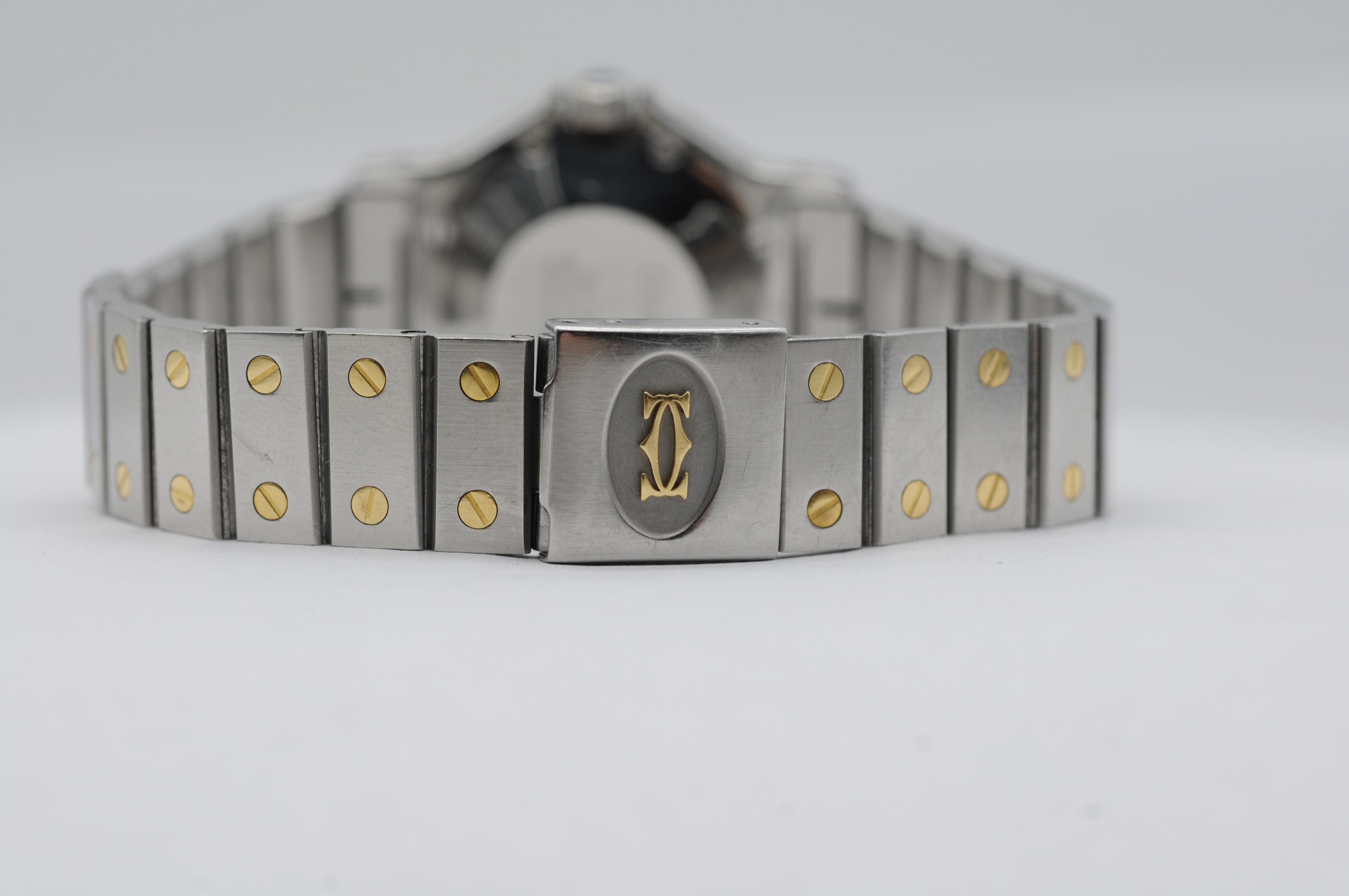 Cartier Santos Ronde Octogone Réf. 2966 - Boîte et papiers en acier/or 9