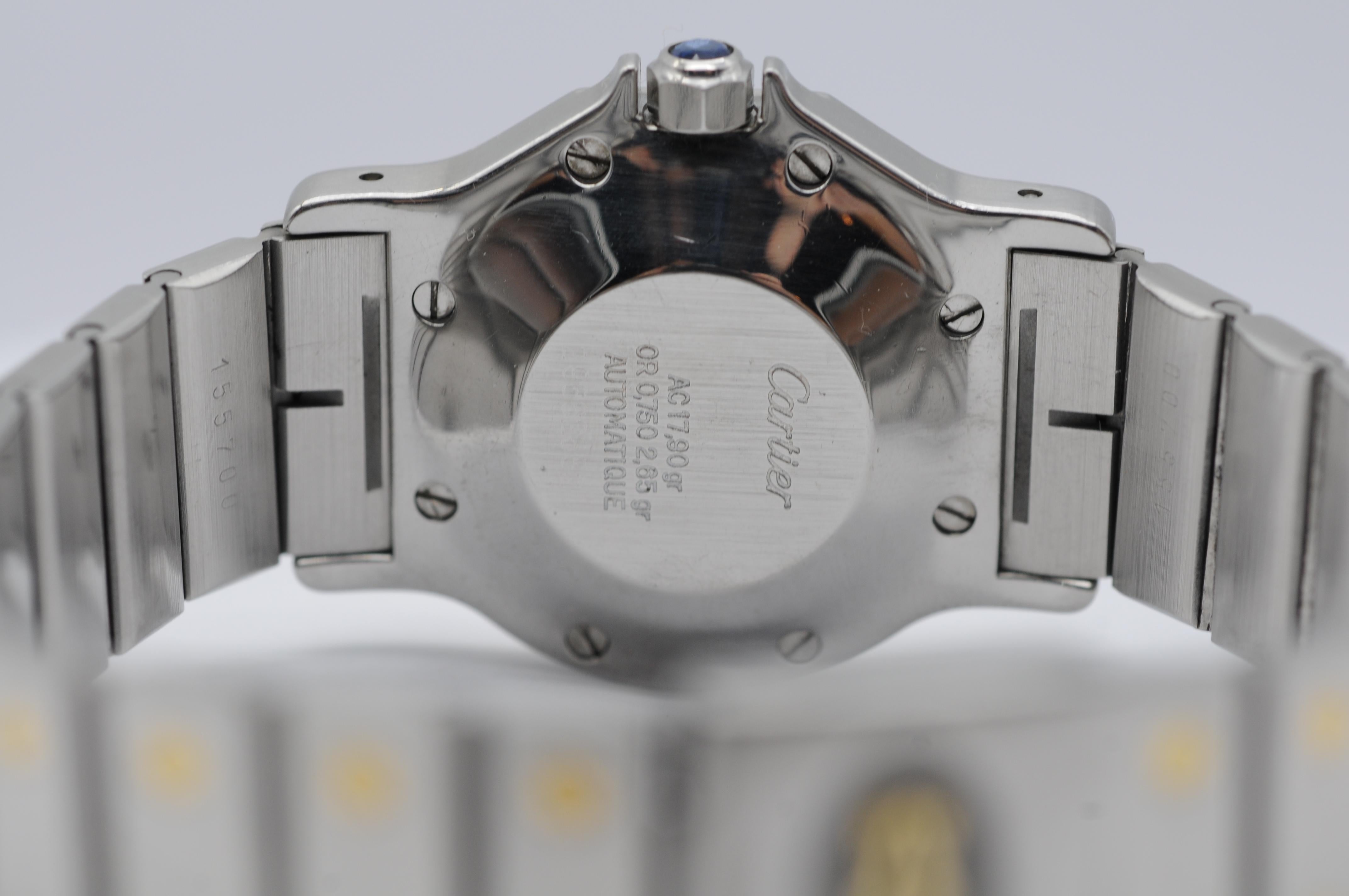 Cartier Santos Ronde Octogone Réf. 2966 - Boîte et papiers en acier/or 10
