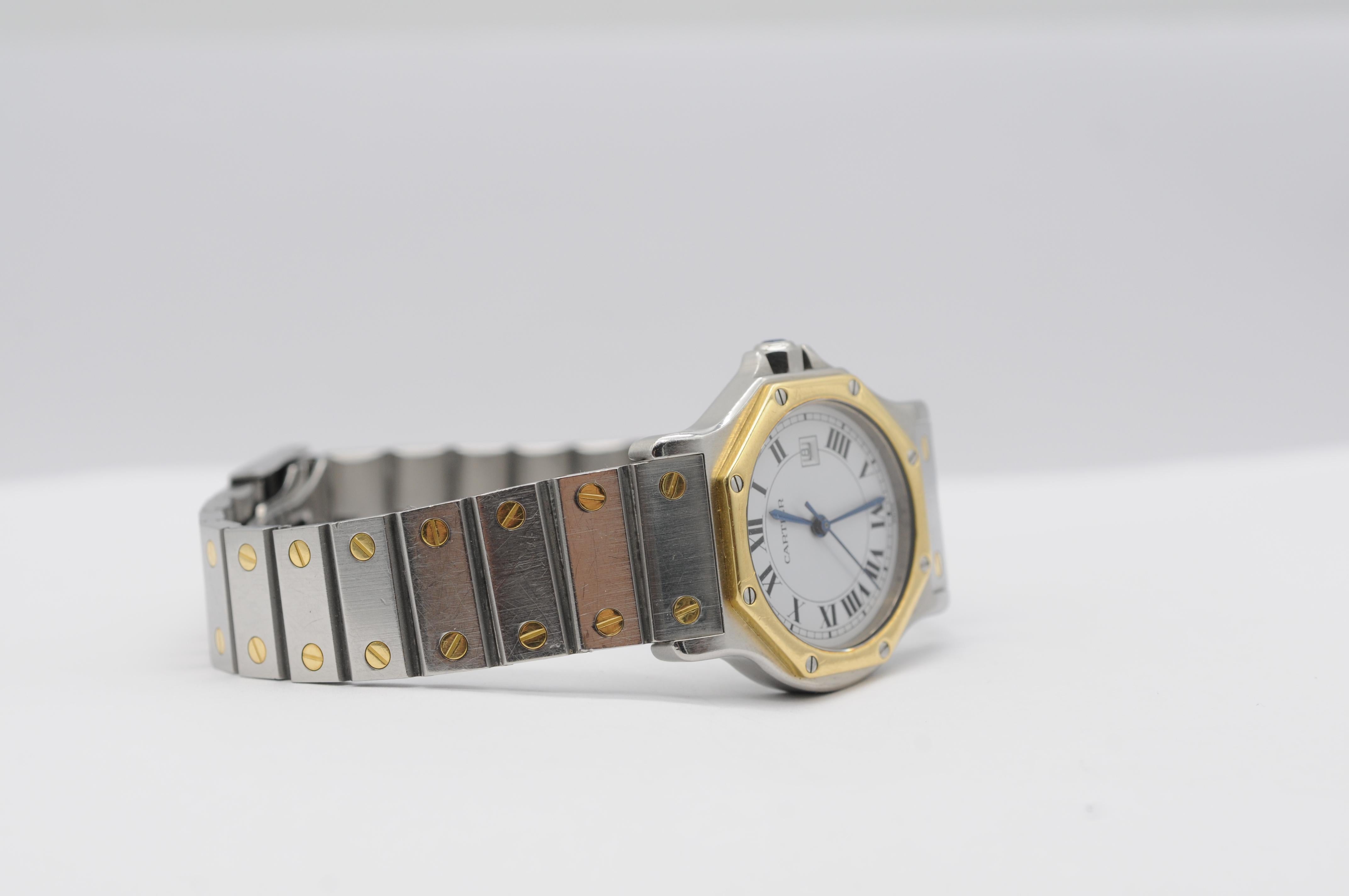 Cartier Santos Ronde Octogone Réf. 2966 - Boîte et papiers en acier/or 3